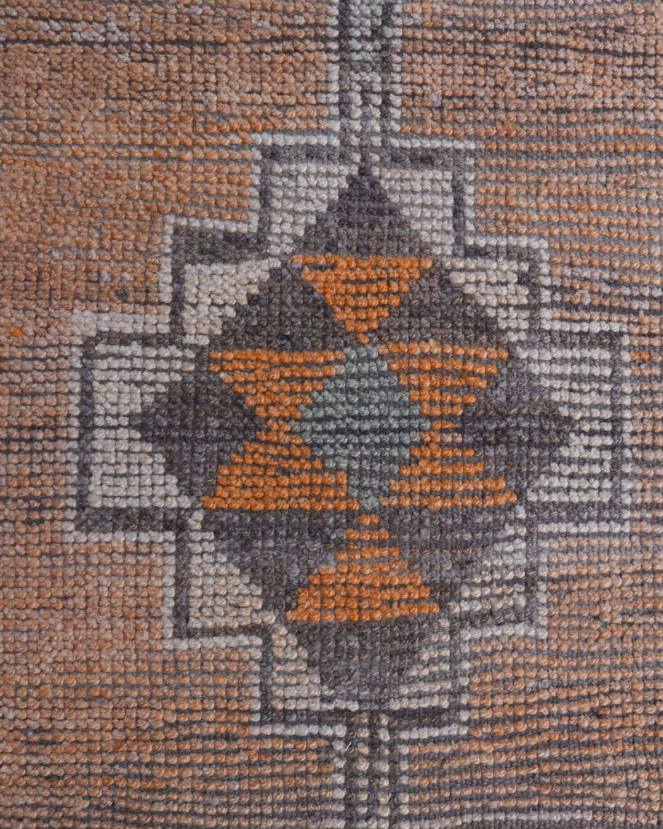 Pelagia runner: 1970s handmade Anatolian runner with geometric motifs and cotton backing