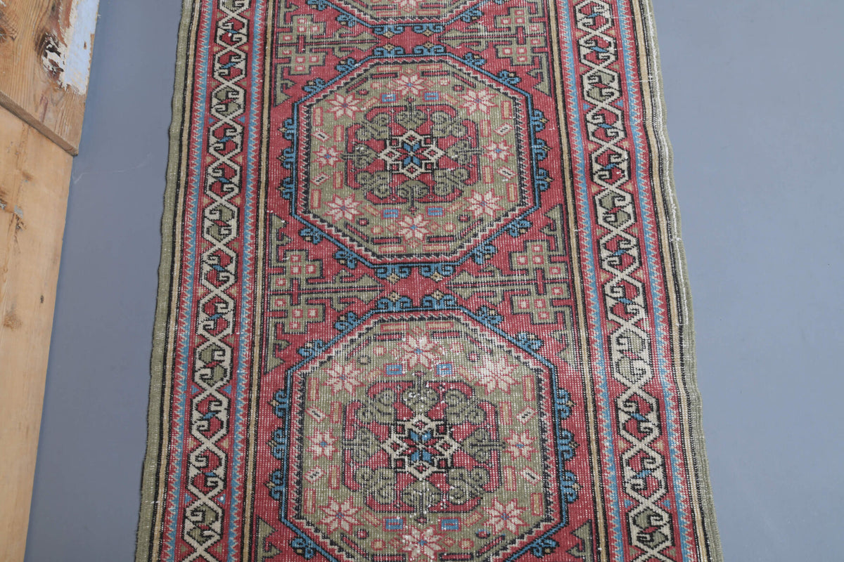 One-of-a-kind 1970s Anatolian vintage runner rug in wool, 3'1" x 11'11"
