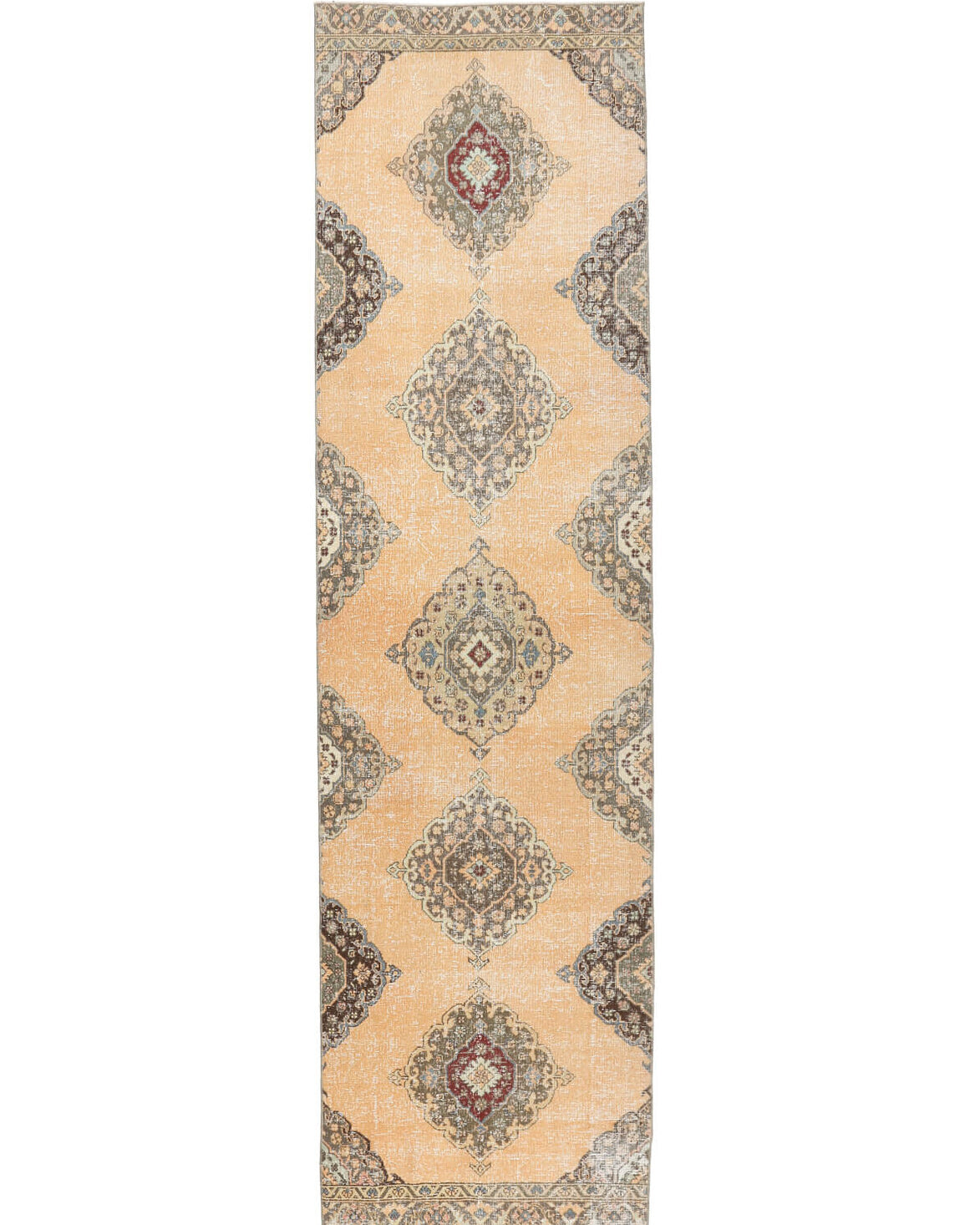 Vintage Orange Oushak Runner Rug
