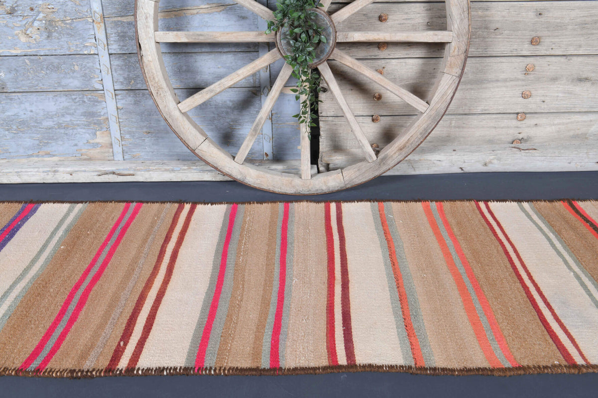 One-of-a-kind 1960s Anatolian vintage kilim runner rug in wool, 2'9" x 11'8"