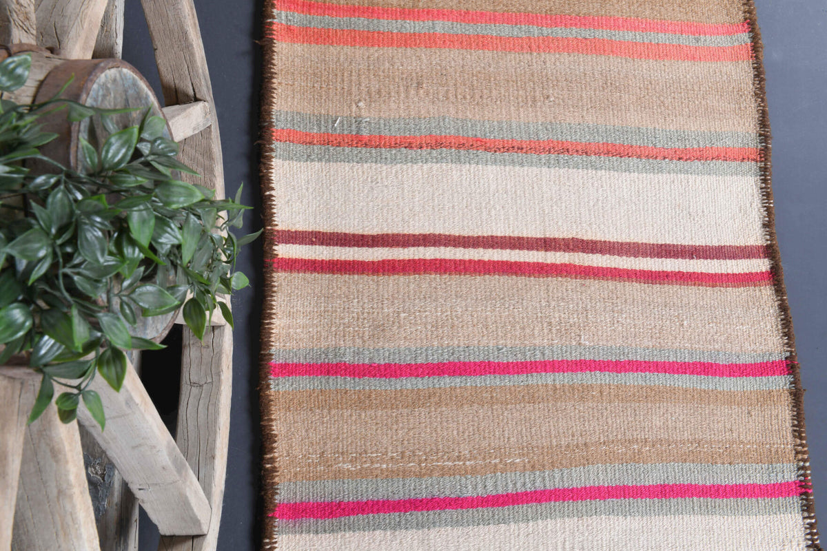 85x355 cm vintage kilim Anatolian runner rug – Sophropelia, flatweave, wool