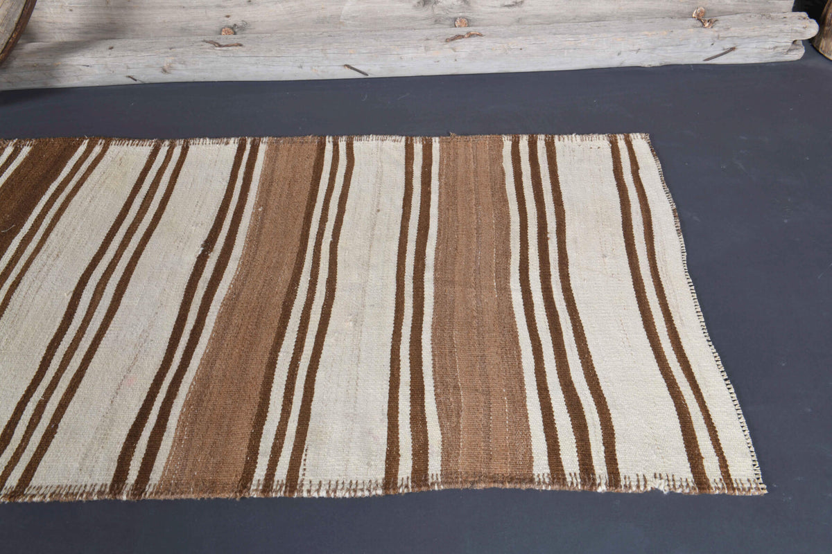 95x367 cm vintage kilim Anatolian runner rug – Siderophyllis, flatweave, wool