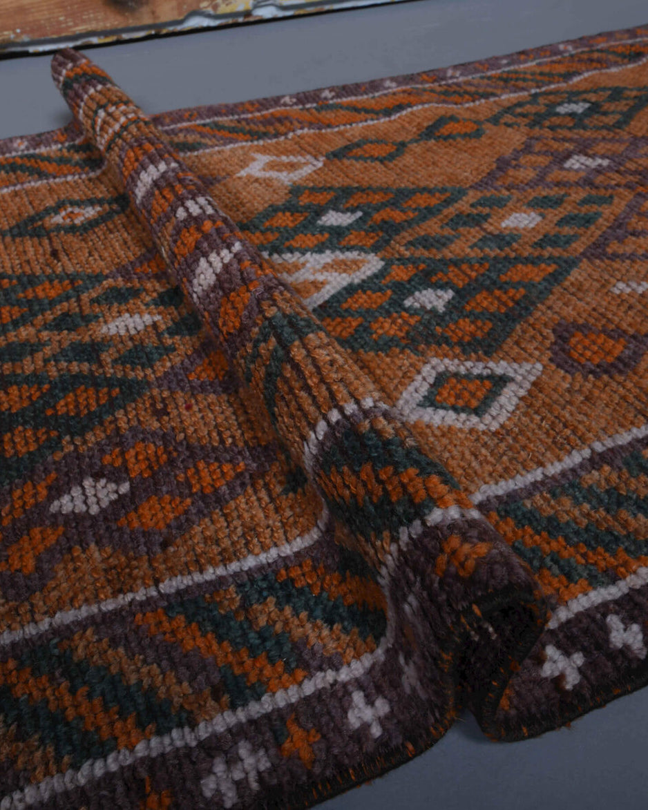 80x400 cm vintage Anatolian runner rug – Nihanefruz, low pile, wool
