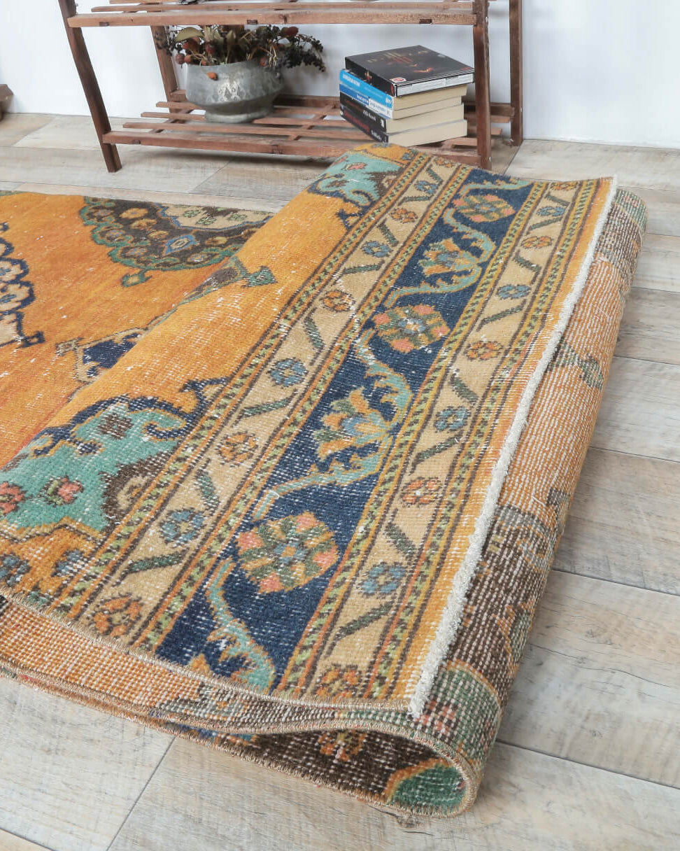 Authentic Anatolian vintage runner rug (1970s) with ikat design – one-of-a-kind at Fame Rugs