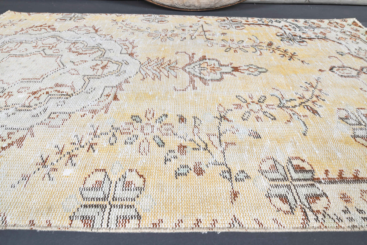 Vintage Oushak Yellow Small Rug