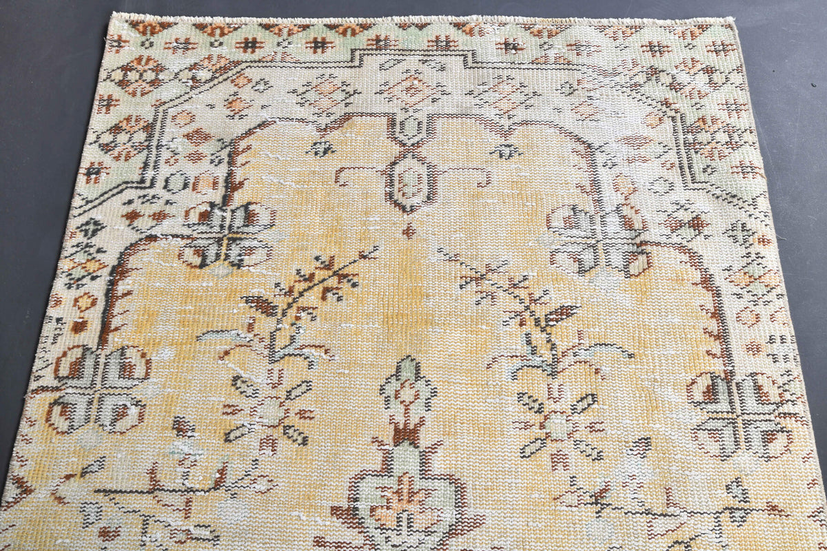 Vintage Oushak Yellow Small Rug