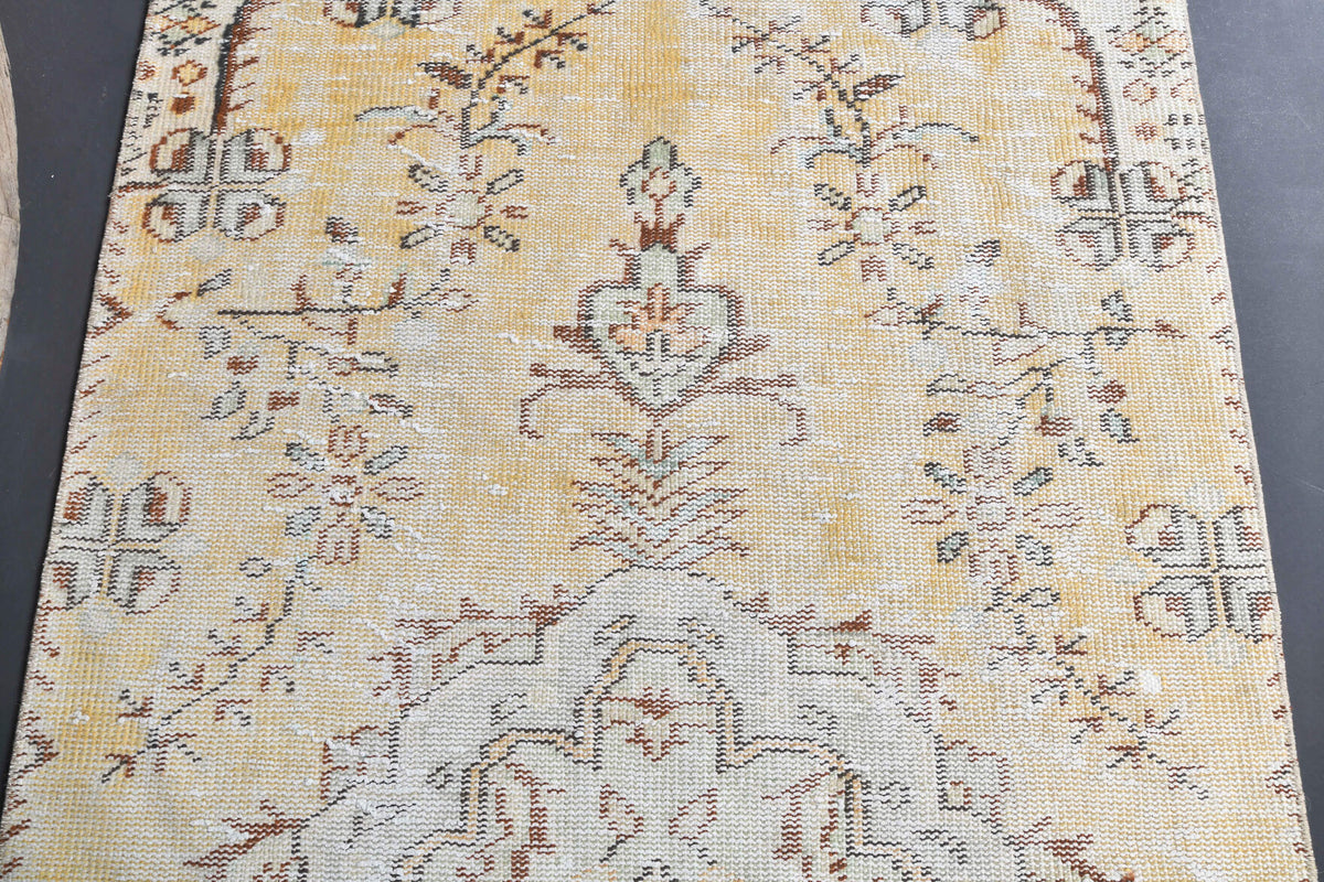Vintage Oushak Yellow Small Rug