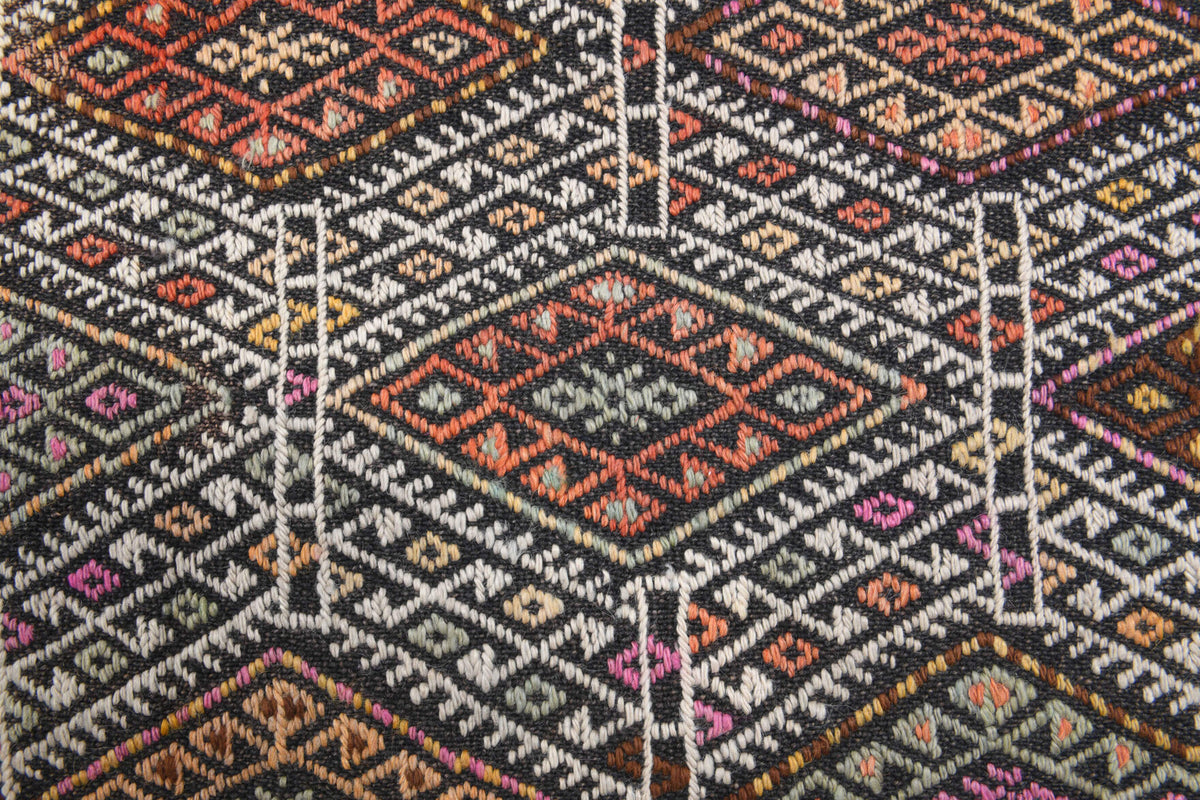 3x7 Geometric Vintage Kilim Runner Rug