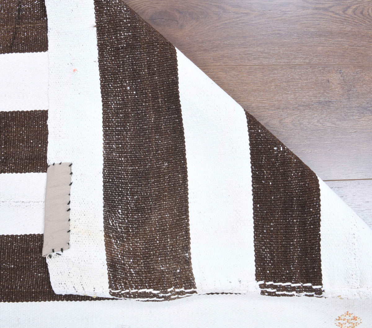 Sumut runner: 1960s handwoven flatweave Anatolian runner with striped motifs