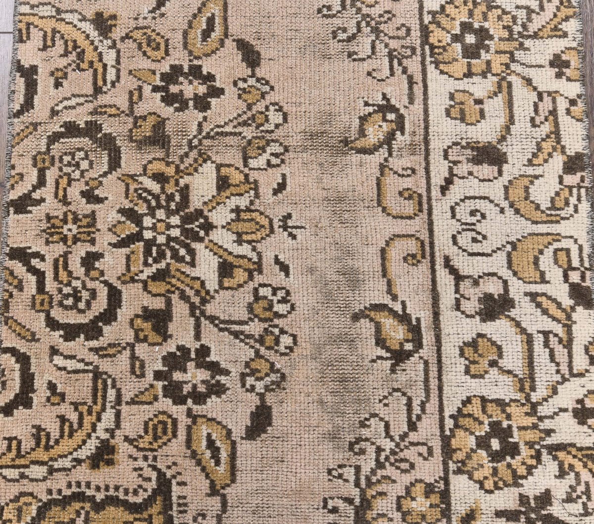 Vintage Brown Oushak Runner Rug