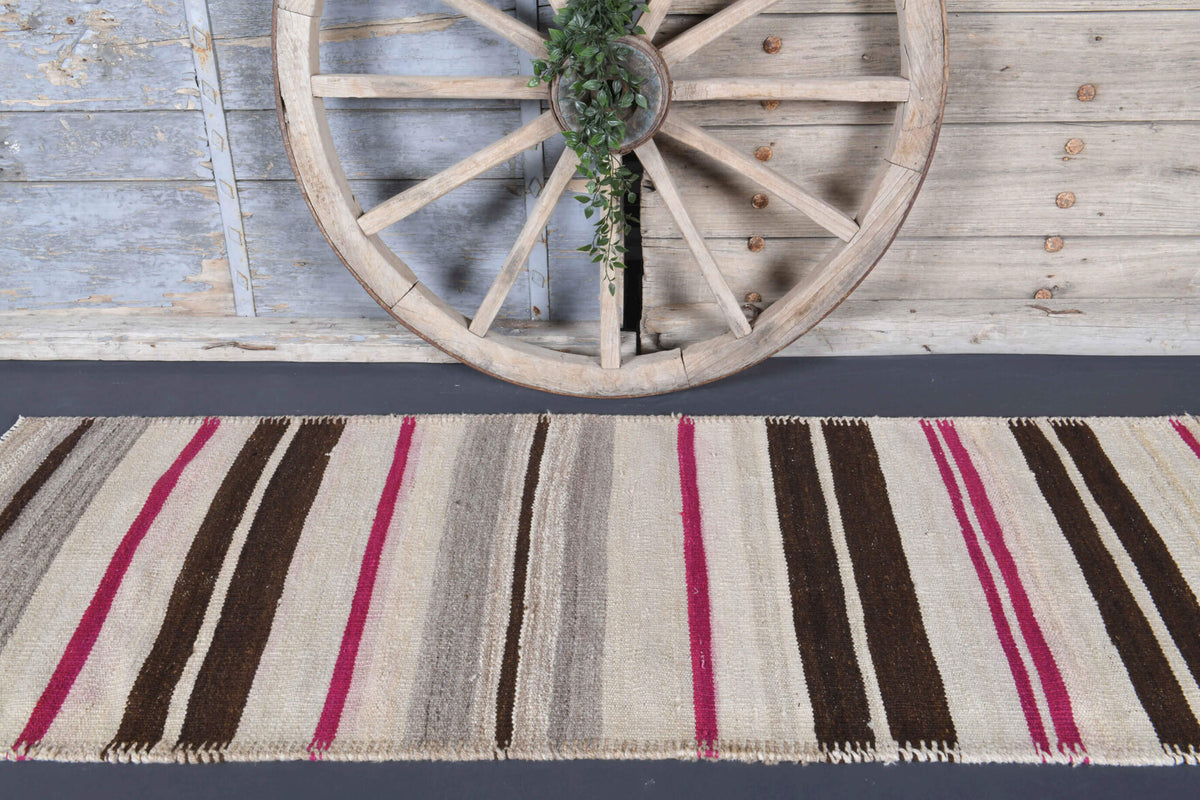 3x8 Wool Vintage Kilim Runner Rug
