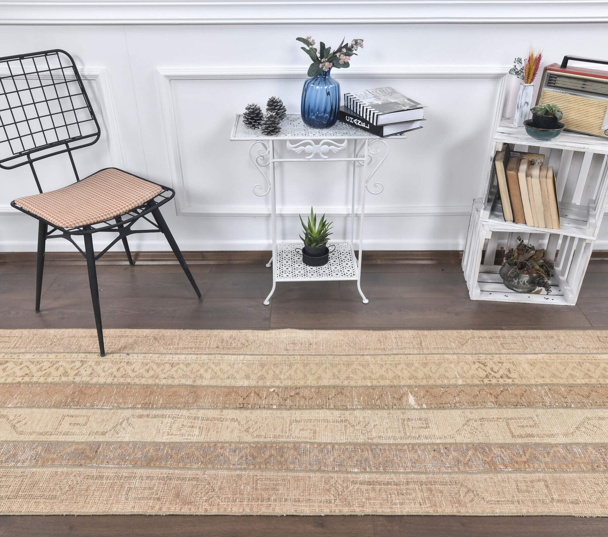 3x9 Vintage Handwoven Geometric Oushak Runner Rug