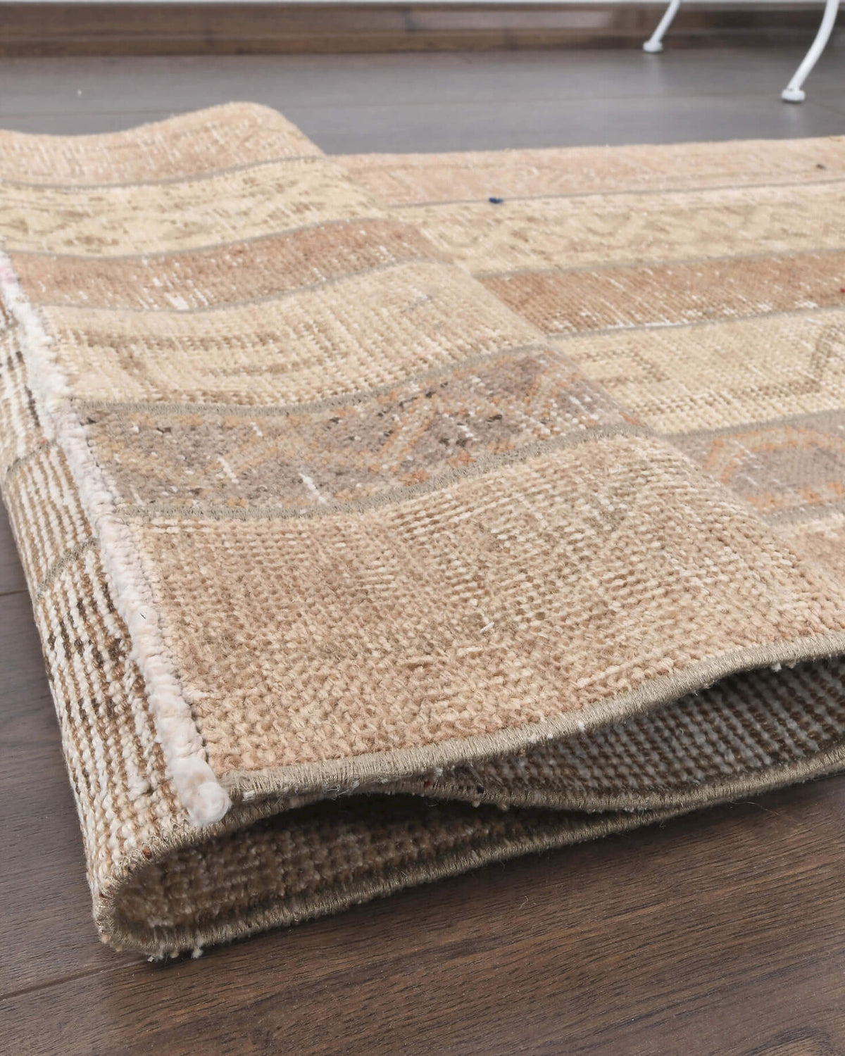 Authentic Anatolian vintage patchwork runner rug (1970s) with faded geometric design – one-of-a-kind at Fame Rugs