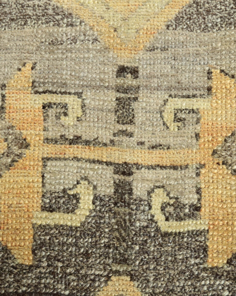 Laomedeia runner: 1970s handmade Anatolian runner with geometric motifs and cotton backing