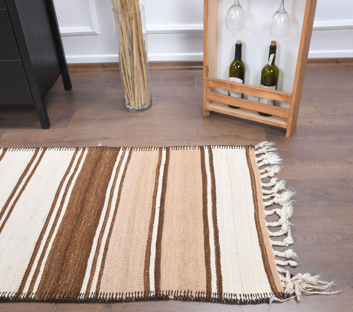 77x277 cm vintage Anatolian runner rug – Sermetgul, low pile, wool