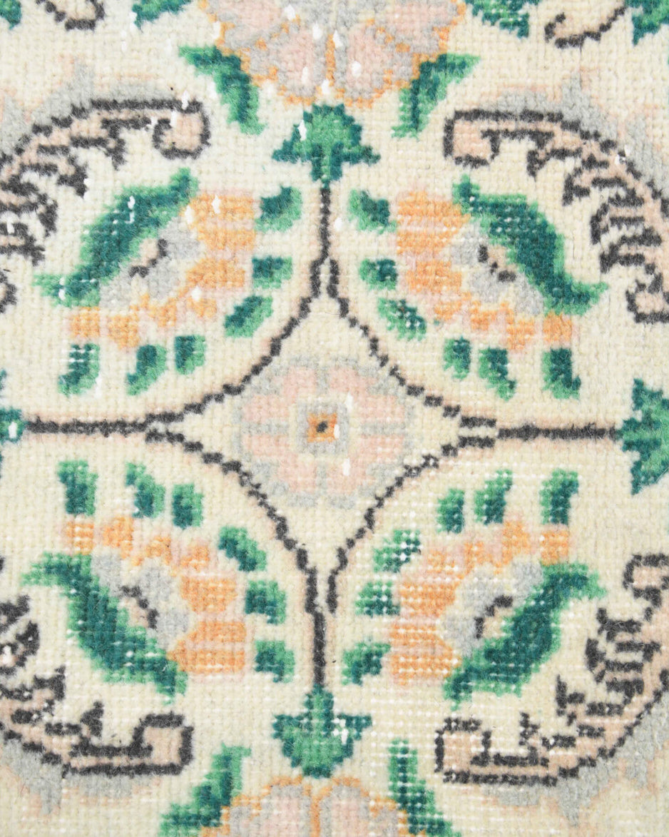 Authentic Anatolian vintage runner rug (1970s) with floral design – one-of-a-kind at Fame Rugs