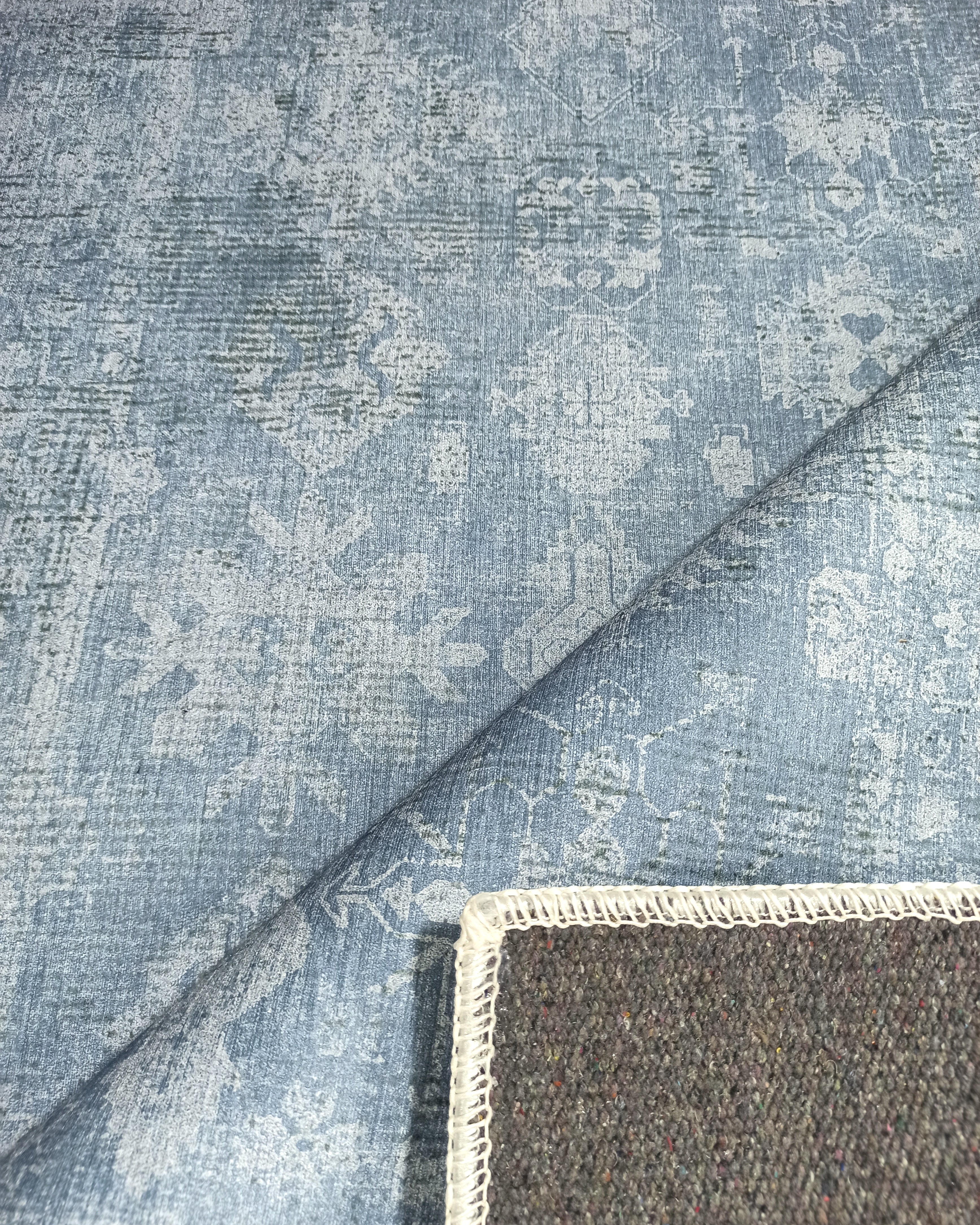 Turkish Gray Light Blue Vintage look Rug