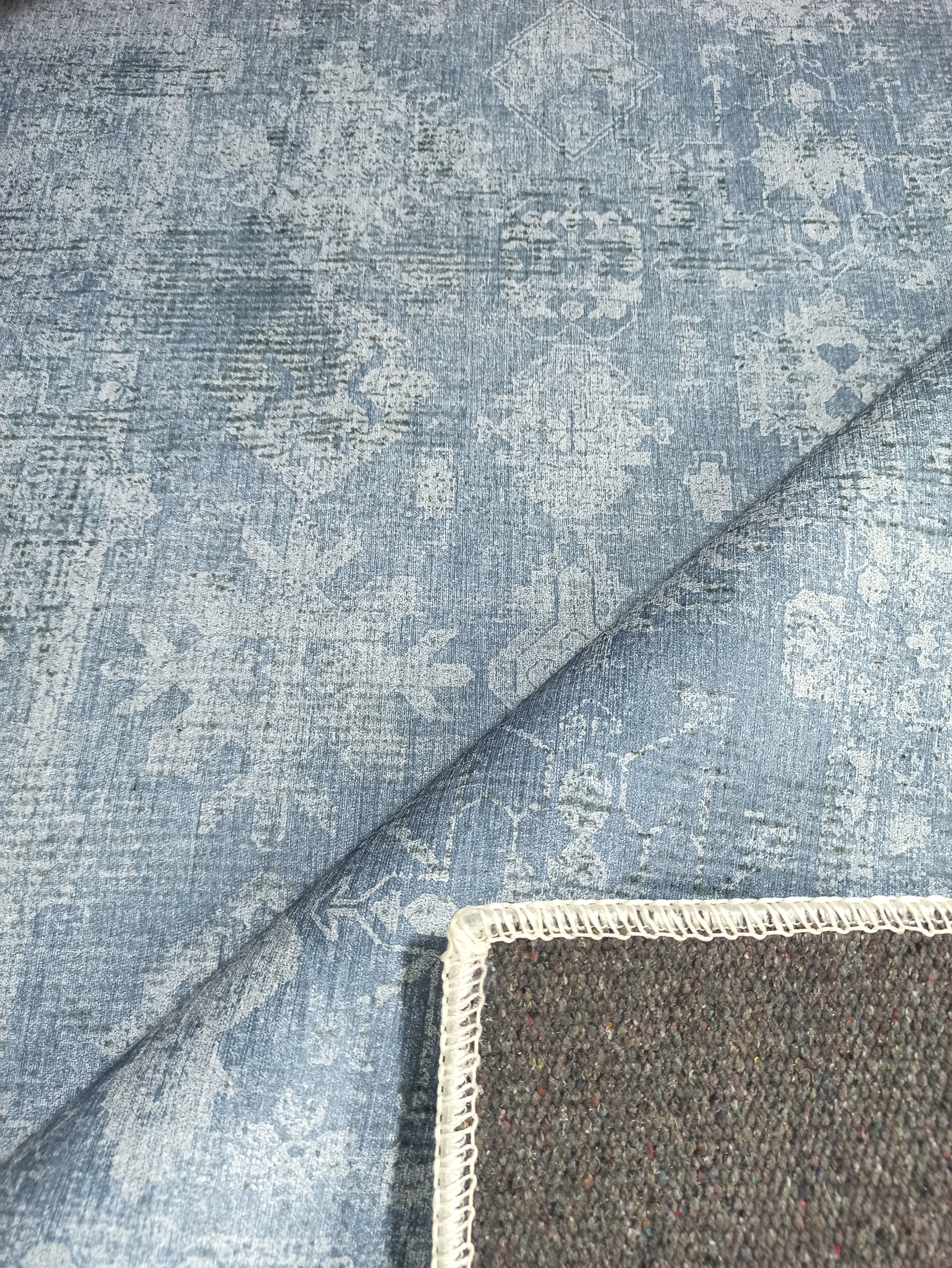 Turkish Gray Light Blue Vintage look Rug