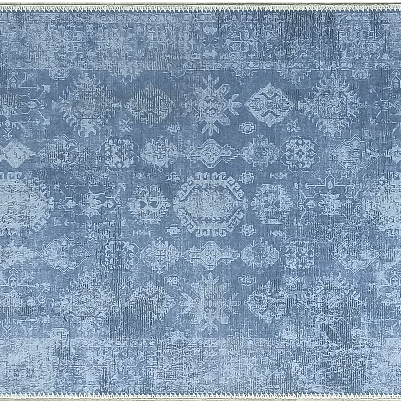 Turkish Gray Light Blue Vintage look Rug