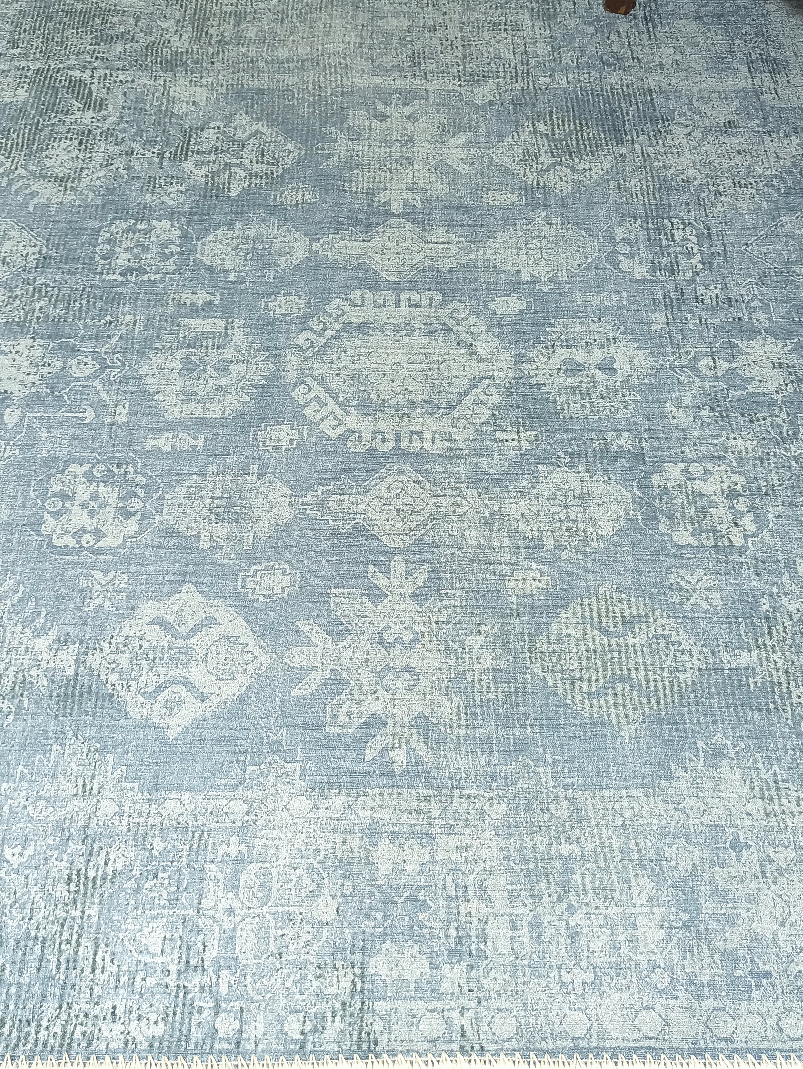 Turkish Gray Light Blue Vintage look Rug
