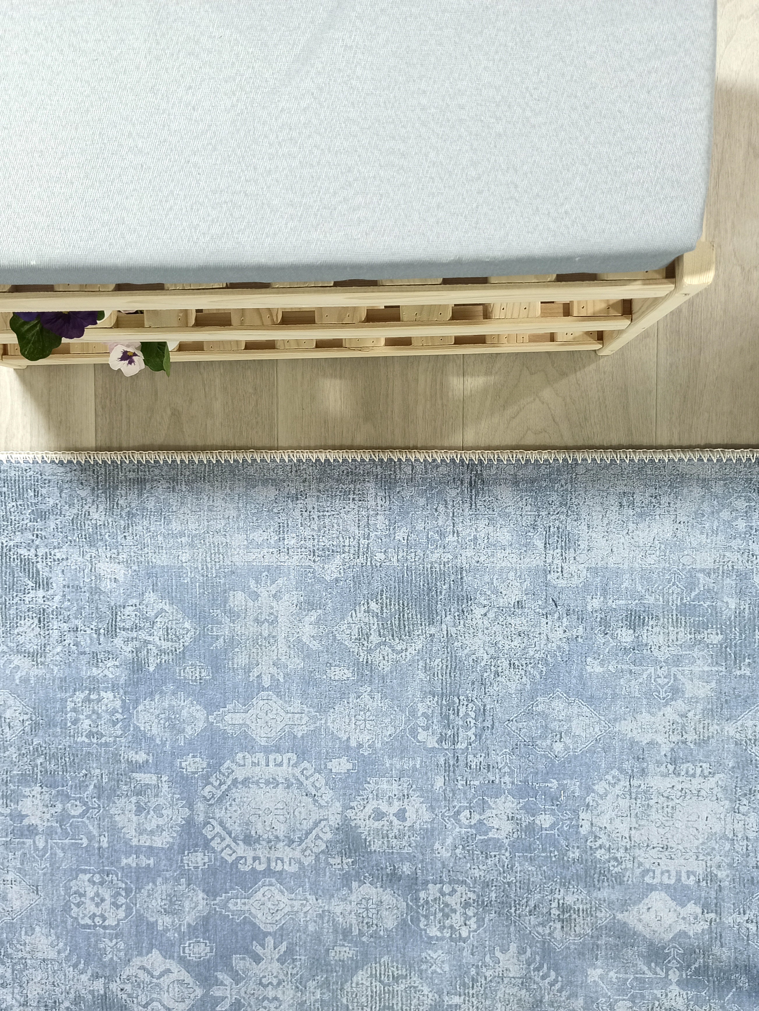 Turkish Gray Light Blue Vintage look Rug