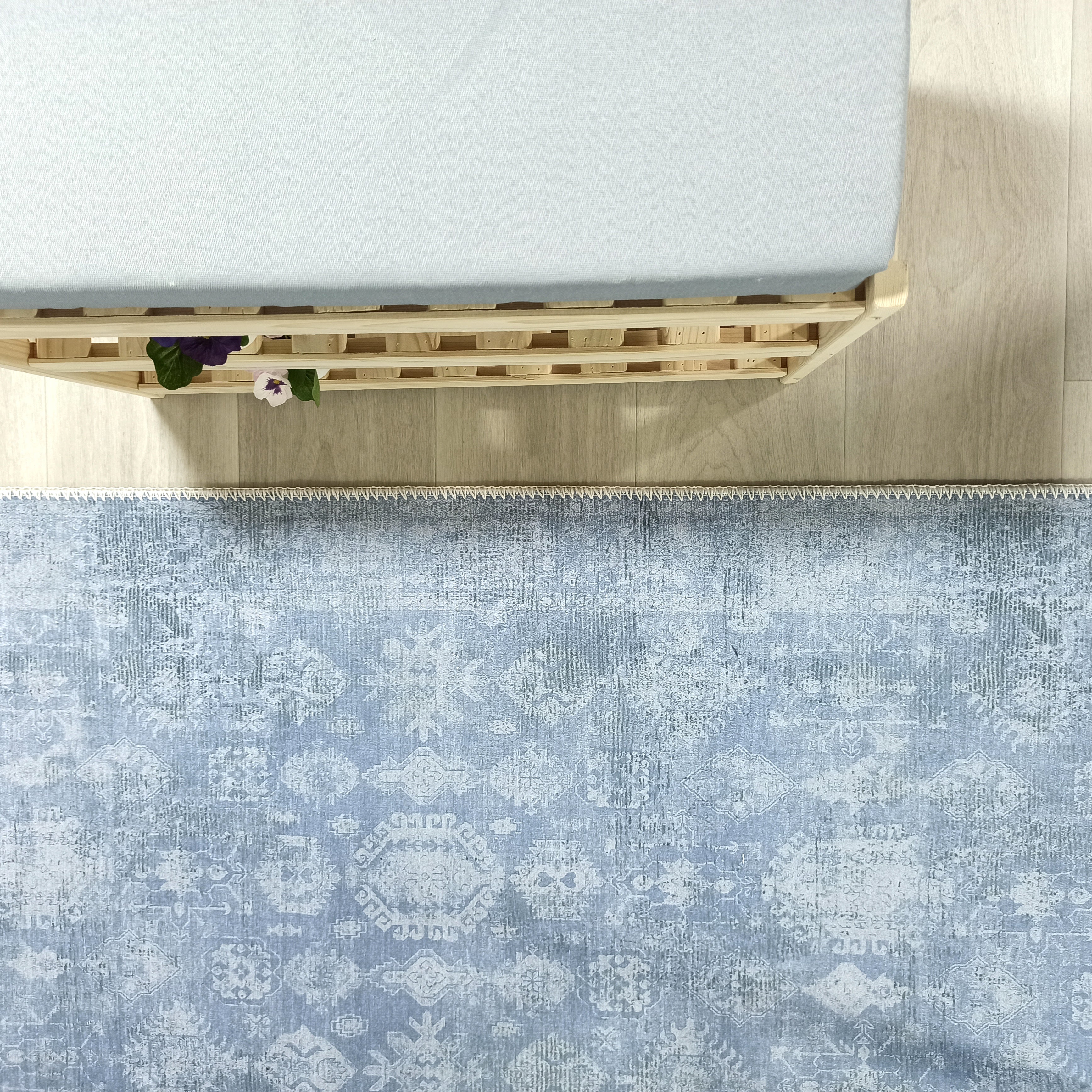 Turkish Gray Light Blue Vintage look Rug