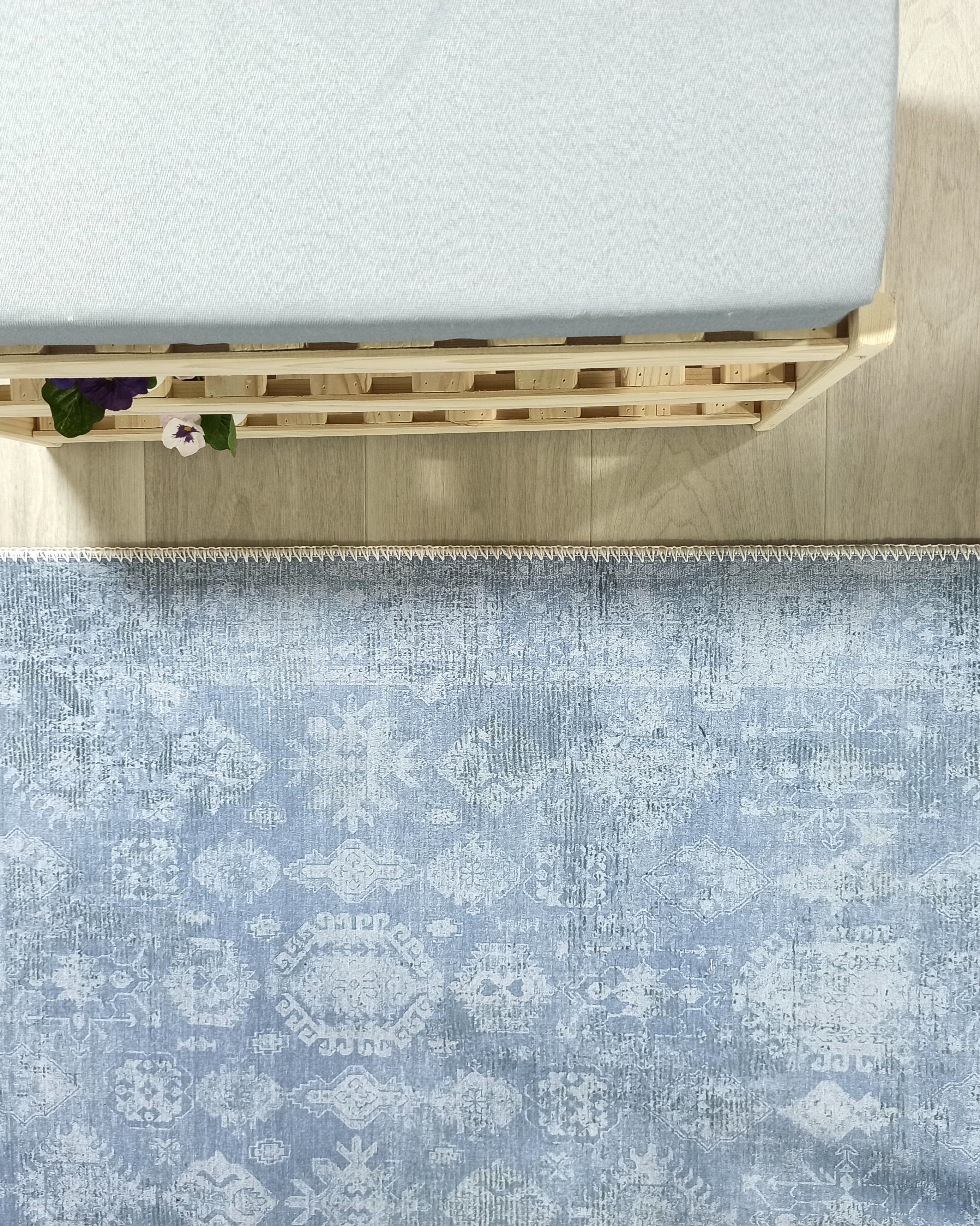 Turkish Gray Light Blue Vintage look Rug