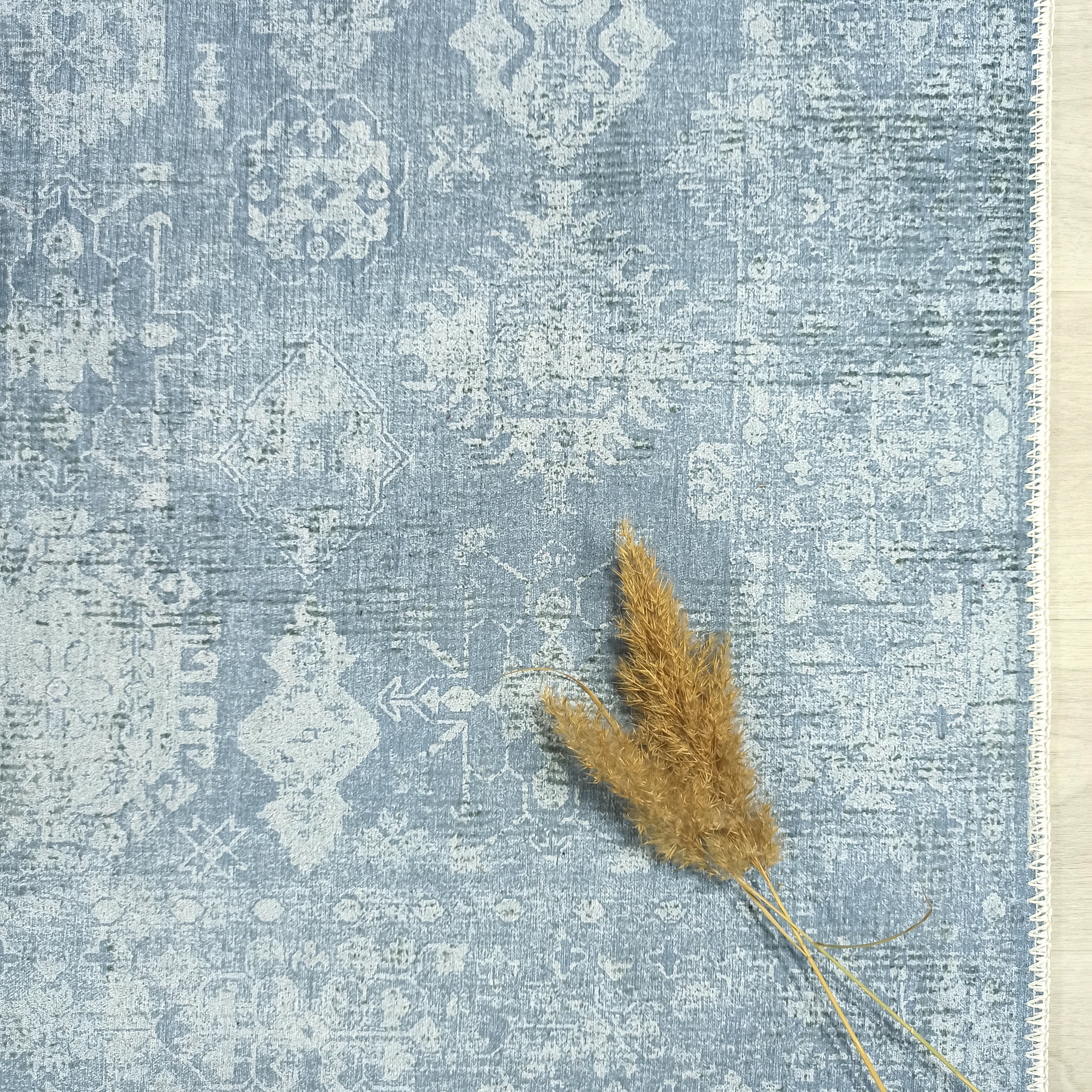 Turkish Gray Light Blue Vintage look Rug
