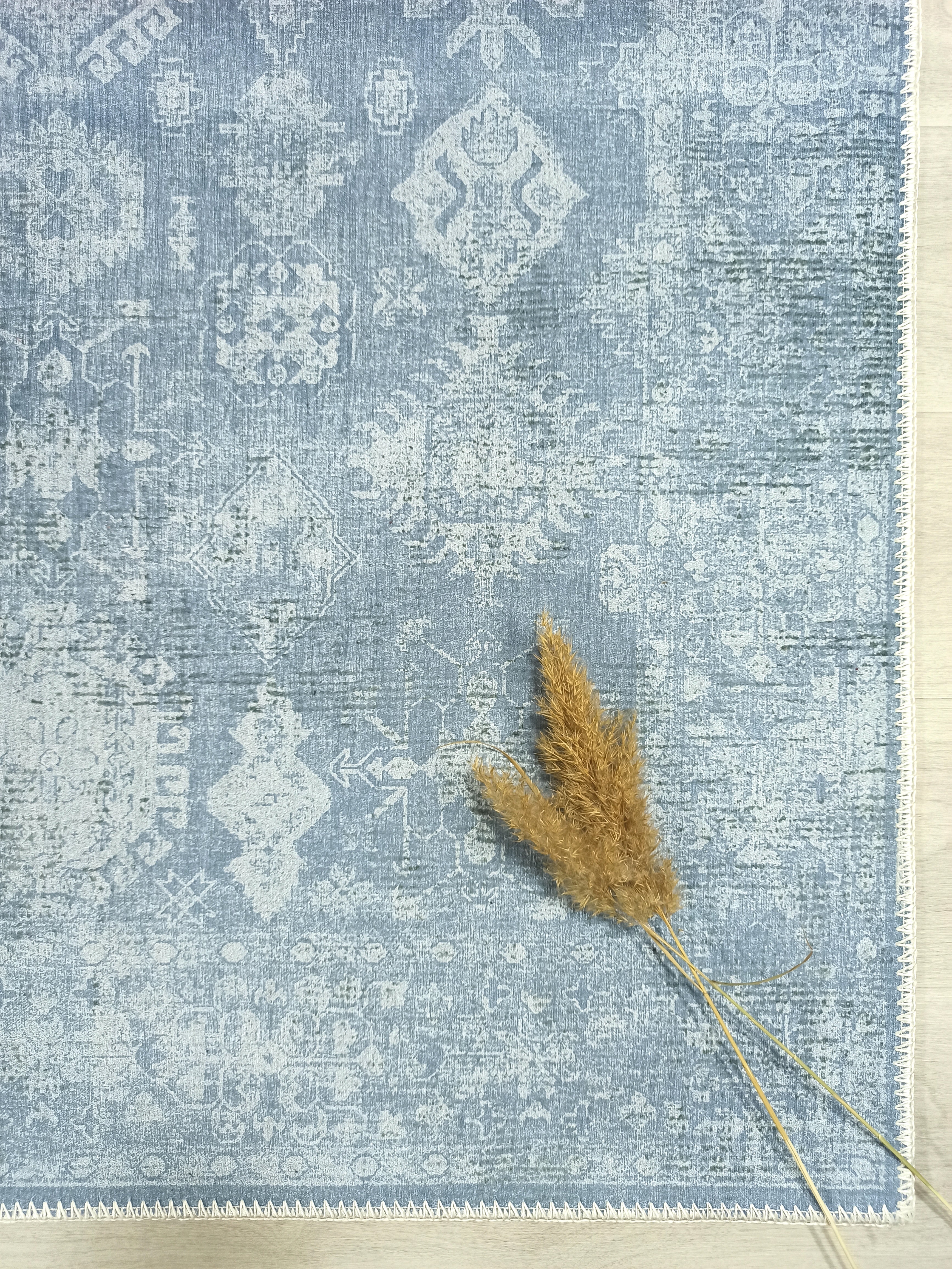Turkish Gray Light Blue Vintage look Rug