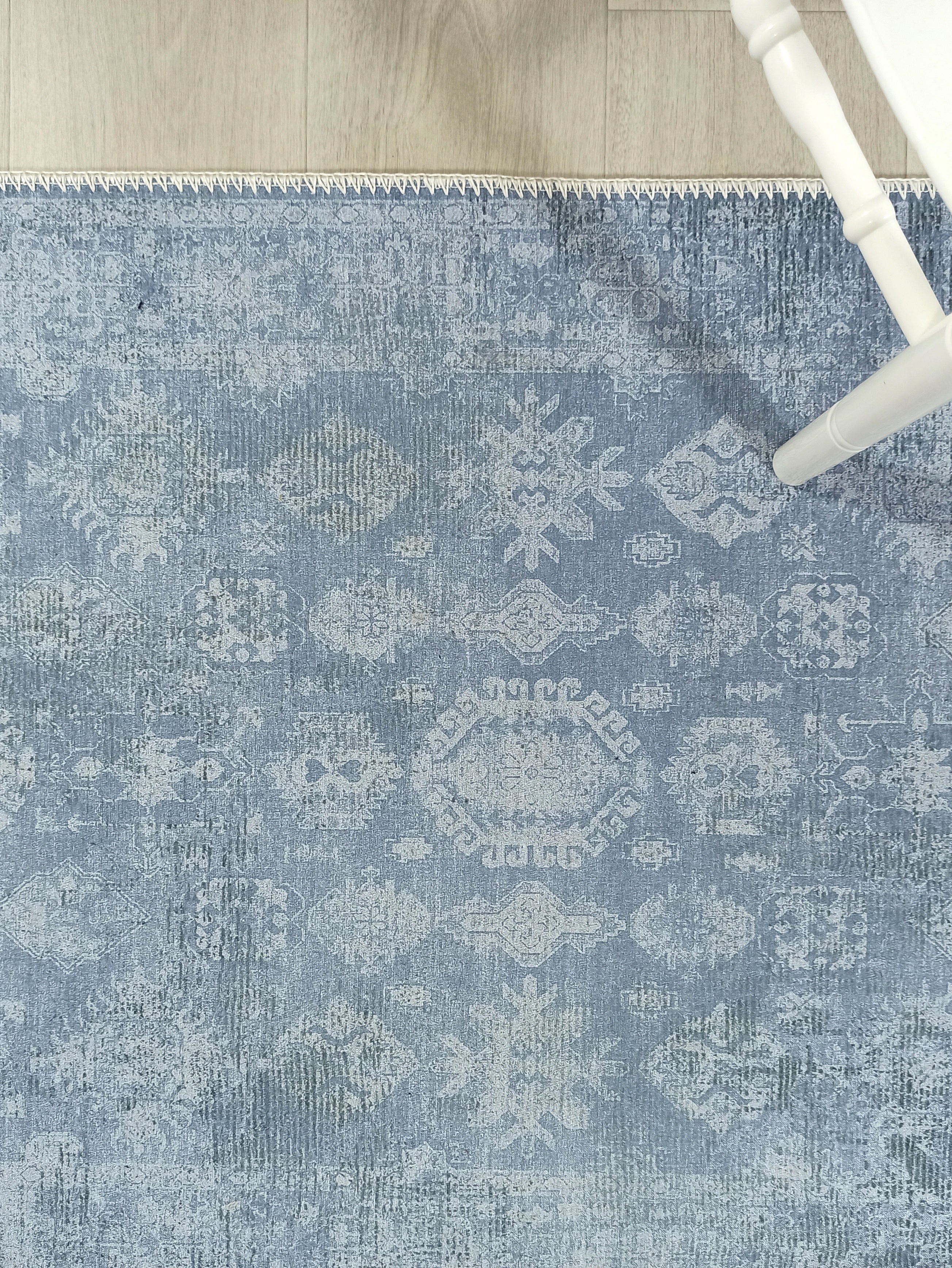 Turkish Gray Light Blue Vintage look Rug