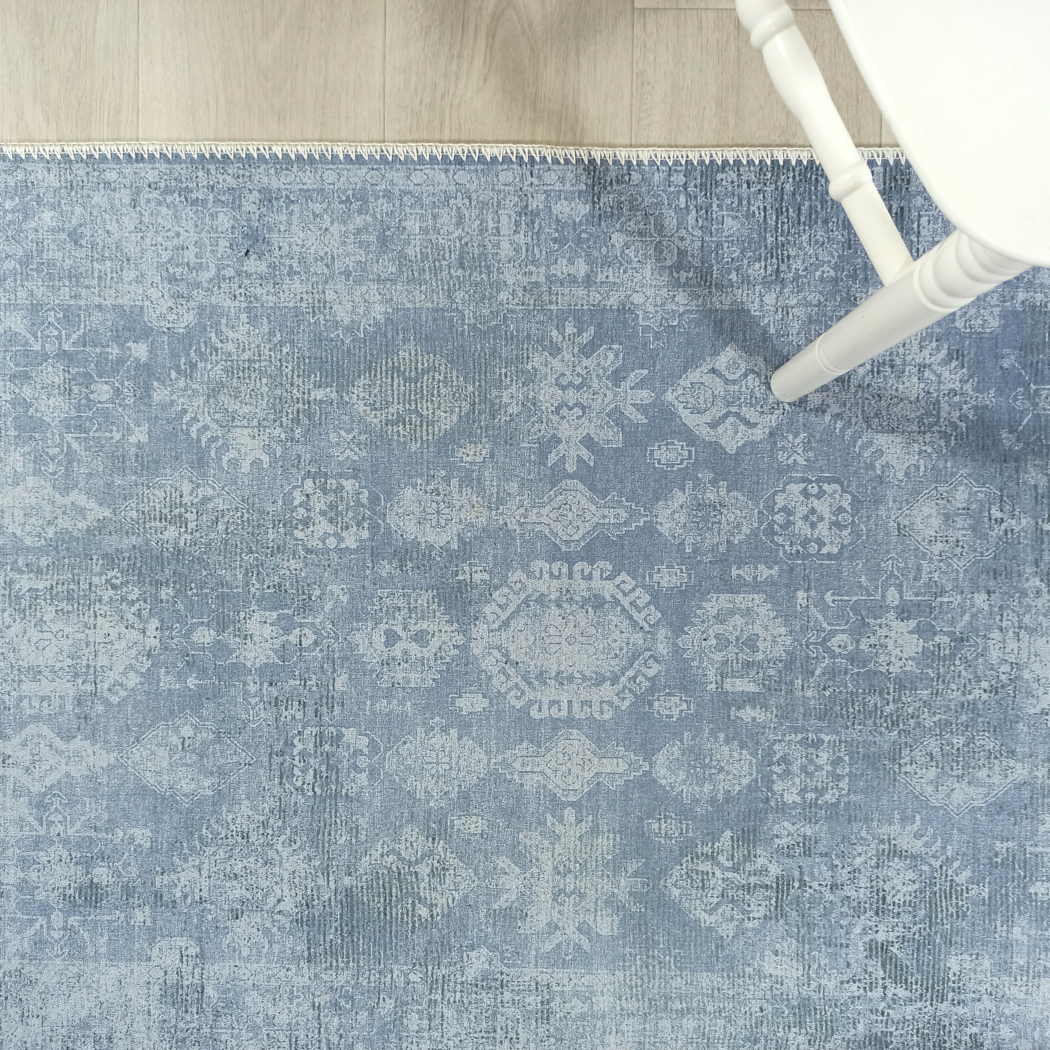 Turkish Gray Light Blue Vintage look Rug