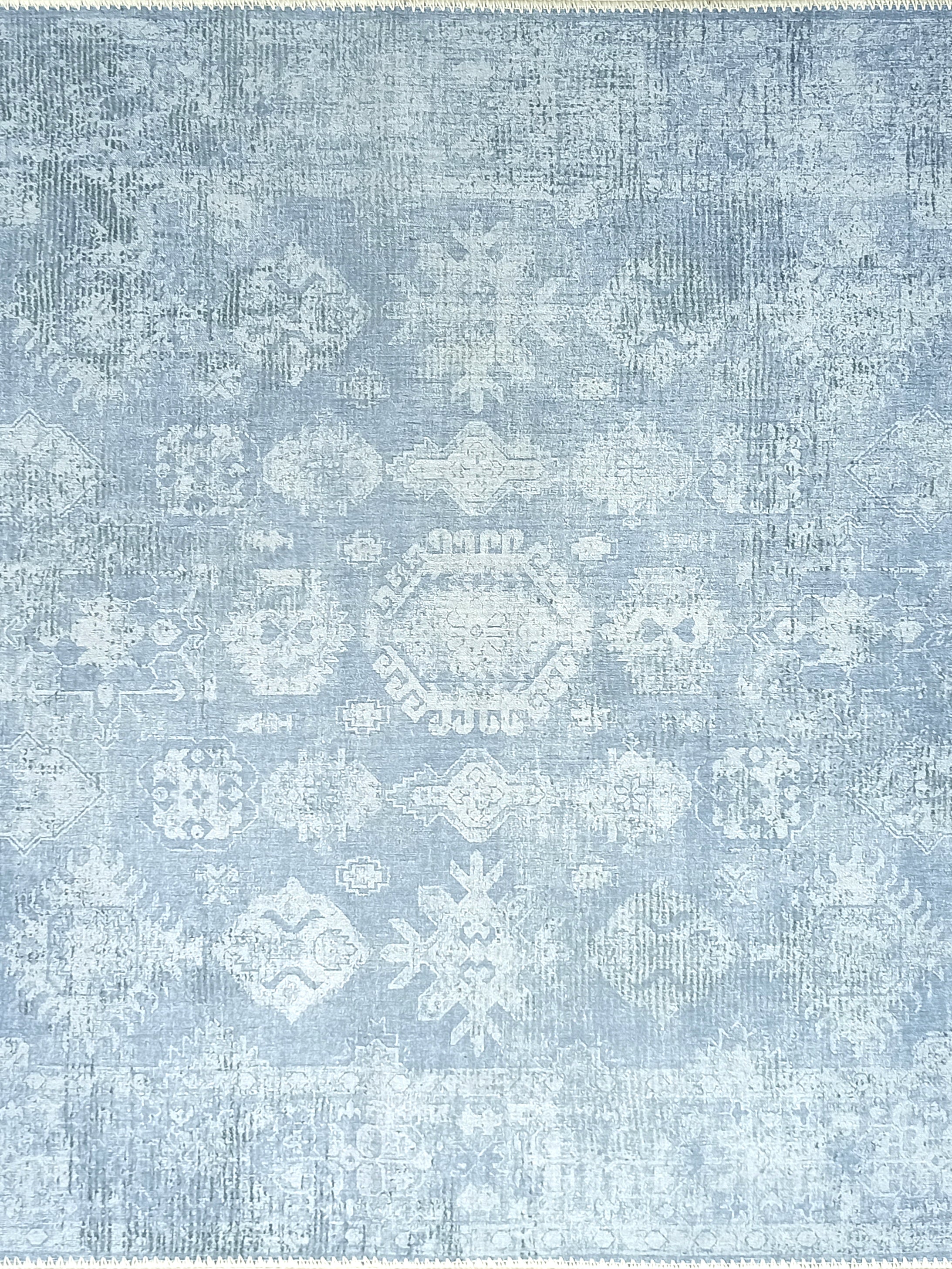 Turkish Gray Light Blue Vintage look Rug