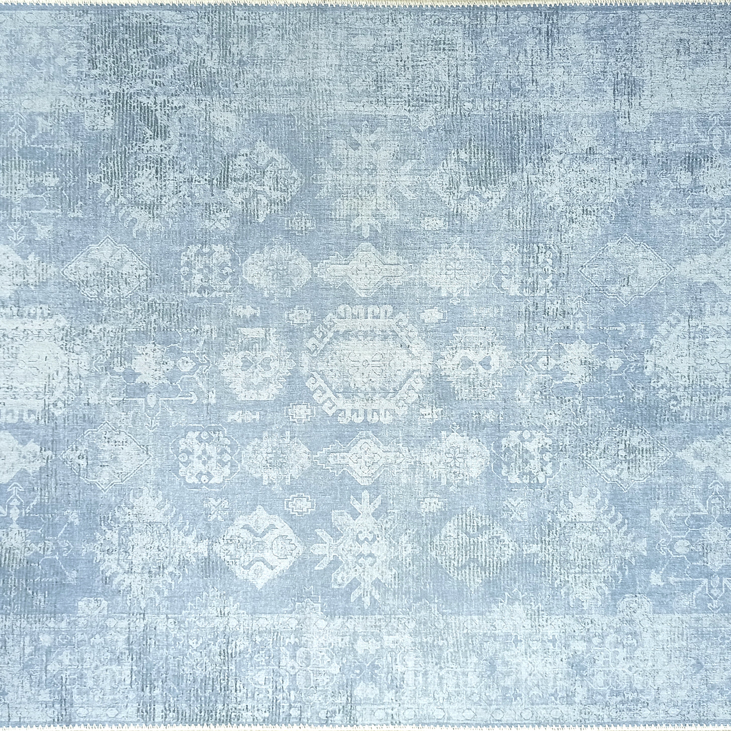 Turkish Gray Light Blue Vintage look Rug