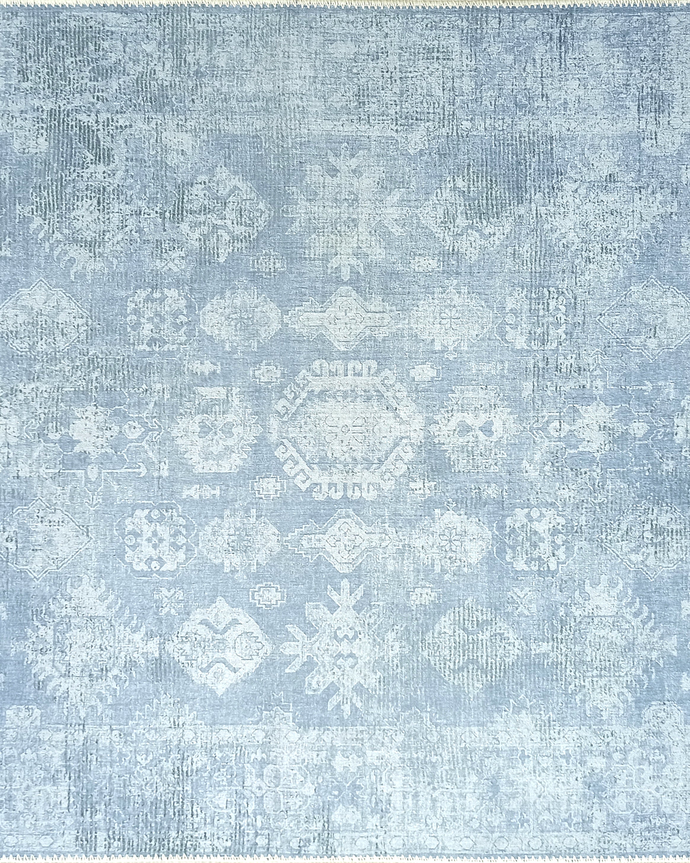 Turkish Gray Light Blue Vintage look Rug