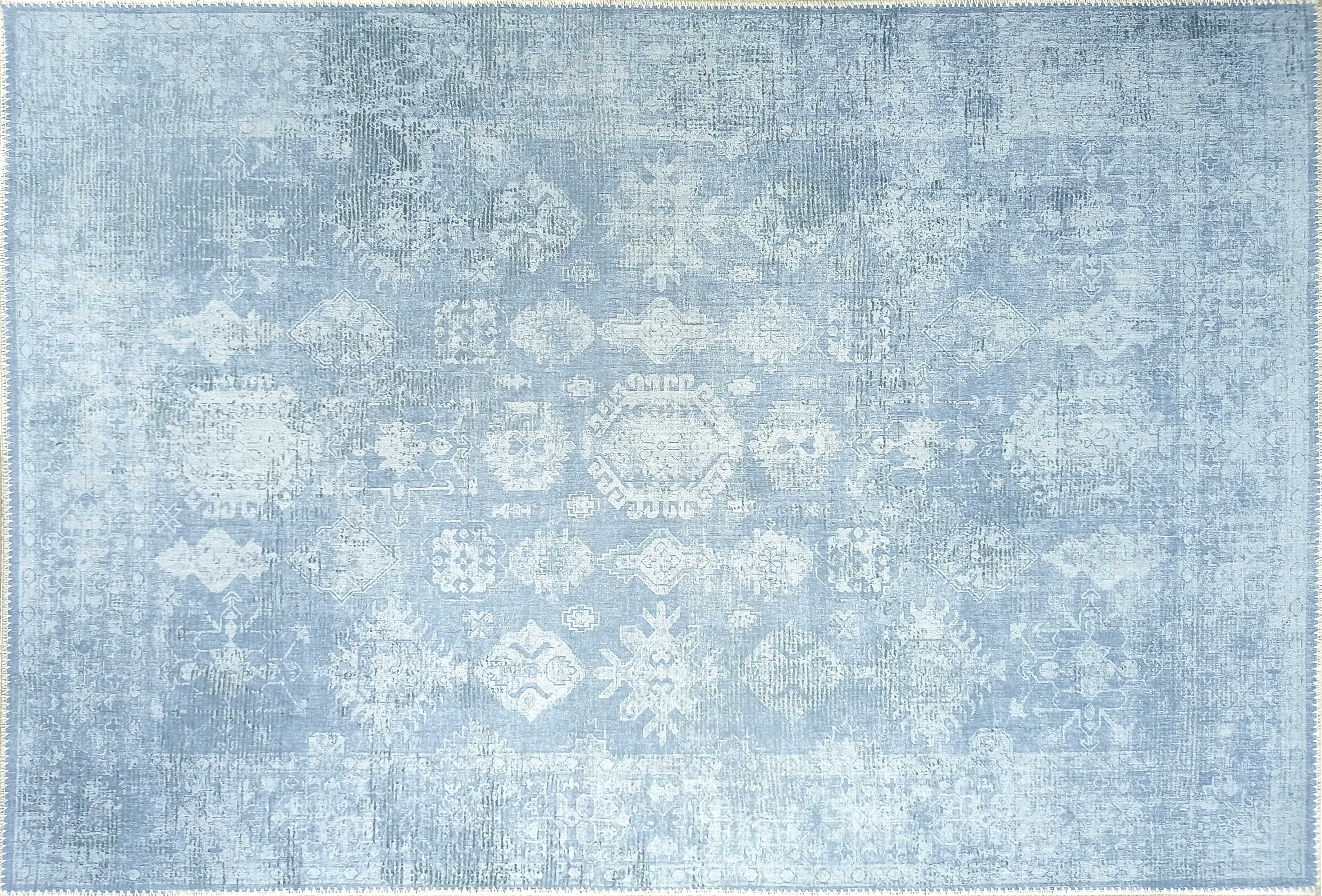 Turkish Gray Light Blue Vintage look Rug