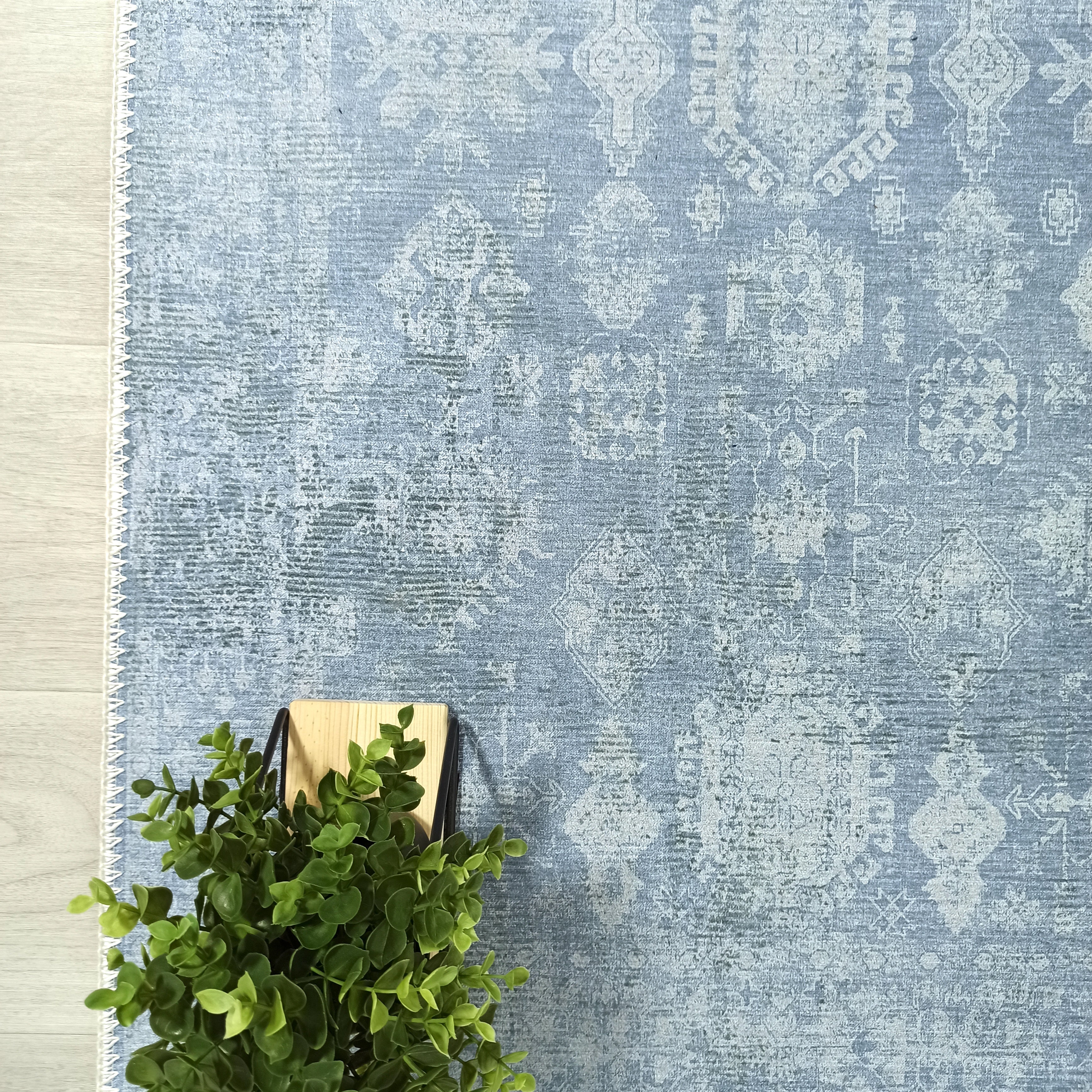 Turkish Gray Light Blue Vintage look Rug