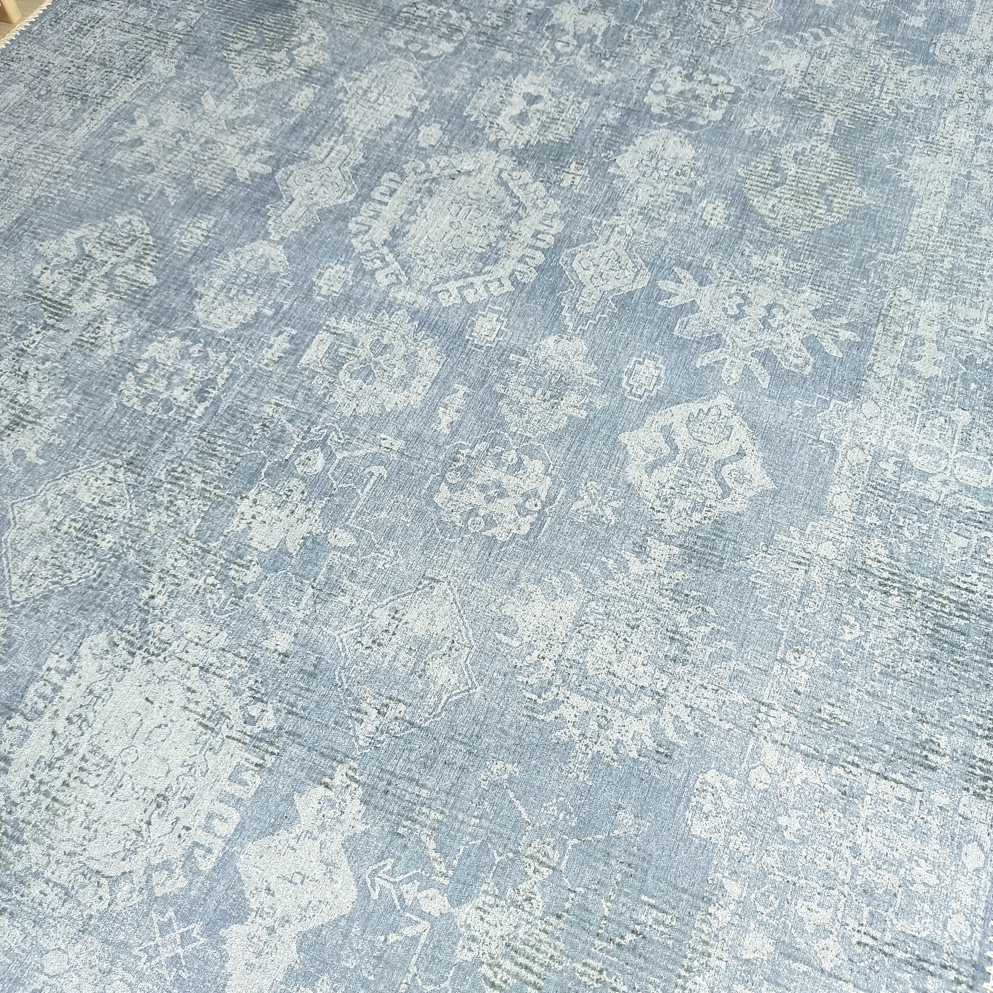 Turkish Gray Light Blue Vintage look Rug