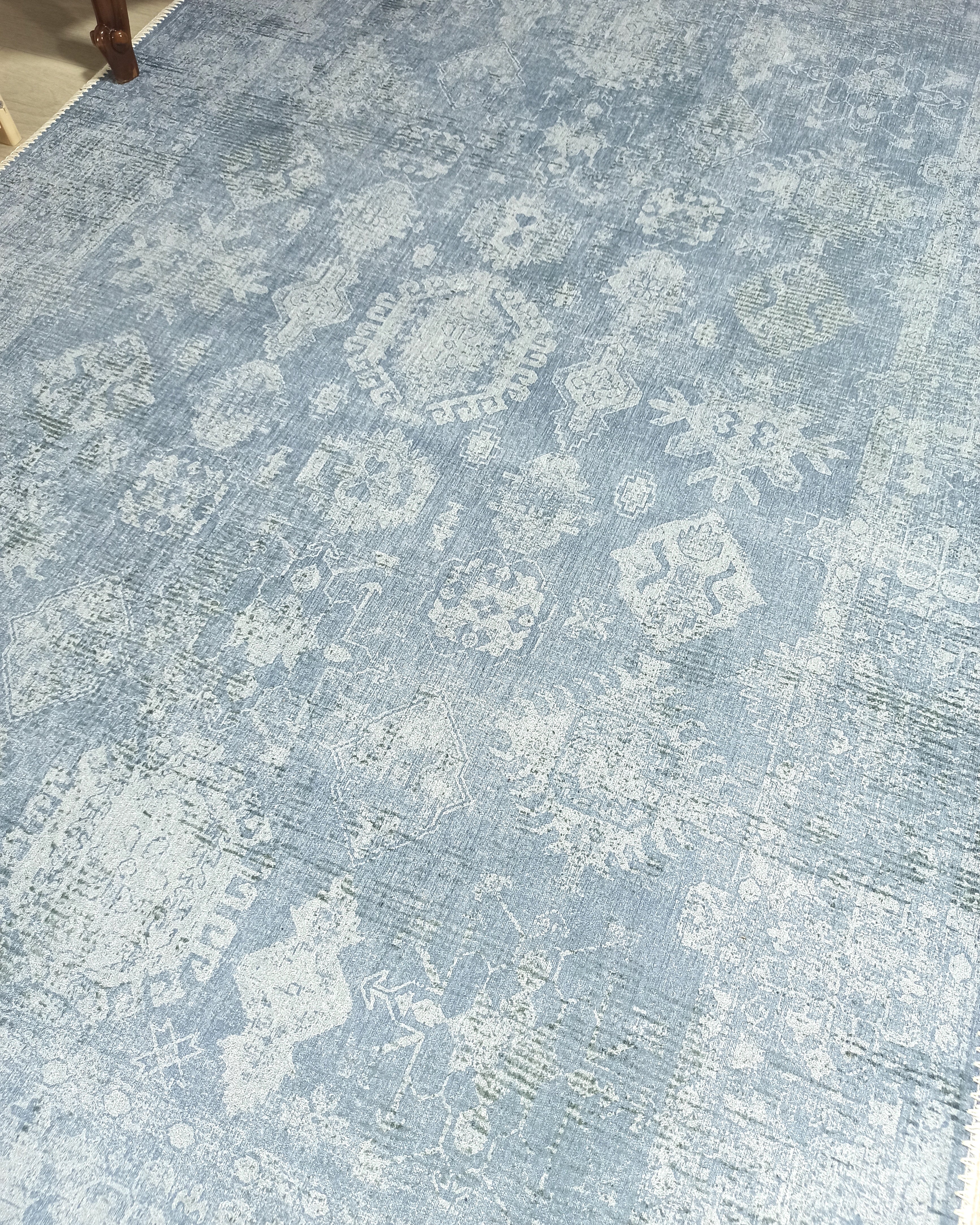 Turkish Gray Light Blue Vintage look Rug