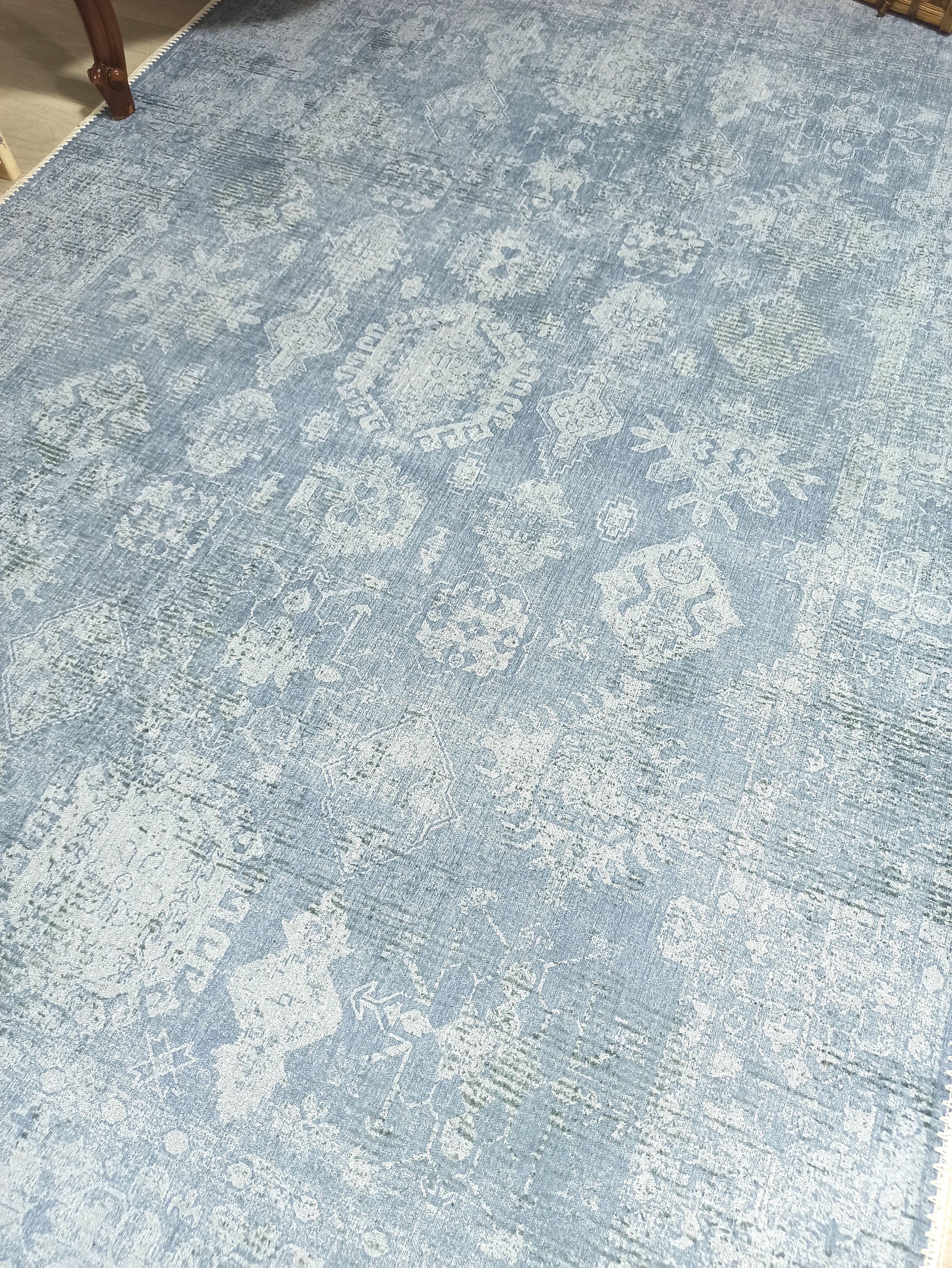 Turkish Gray Light Blue Vintage look Rug