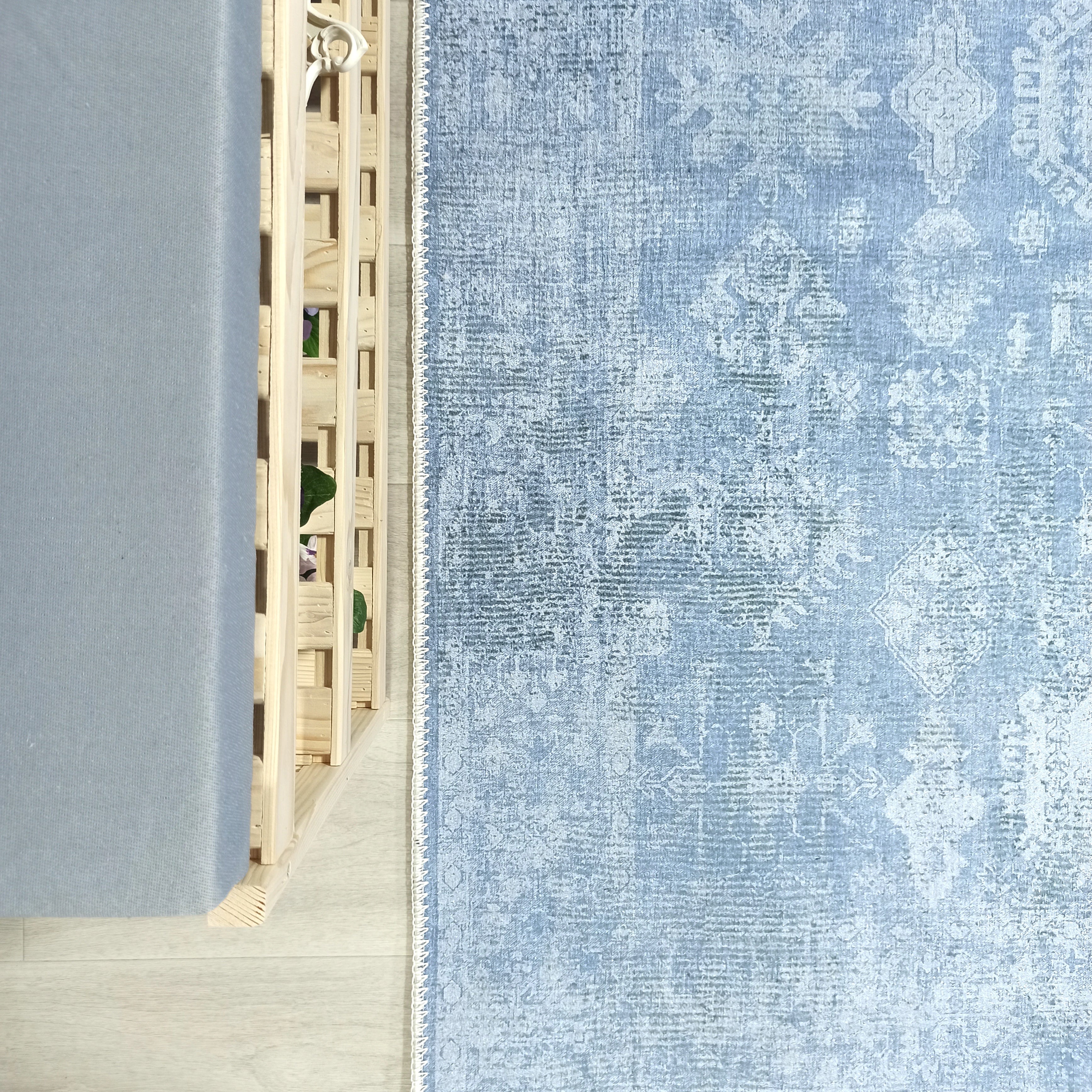 Turkish Gray Light Blue Vintage look Rug