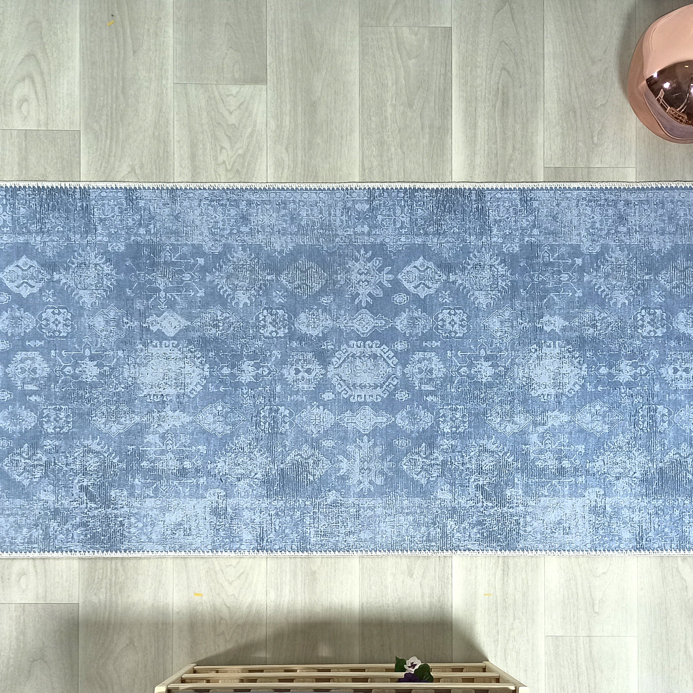 Turkish Gray Light Blue Vintage look Rug