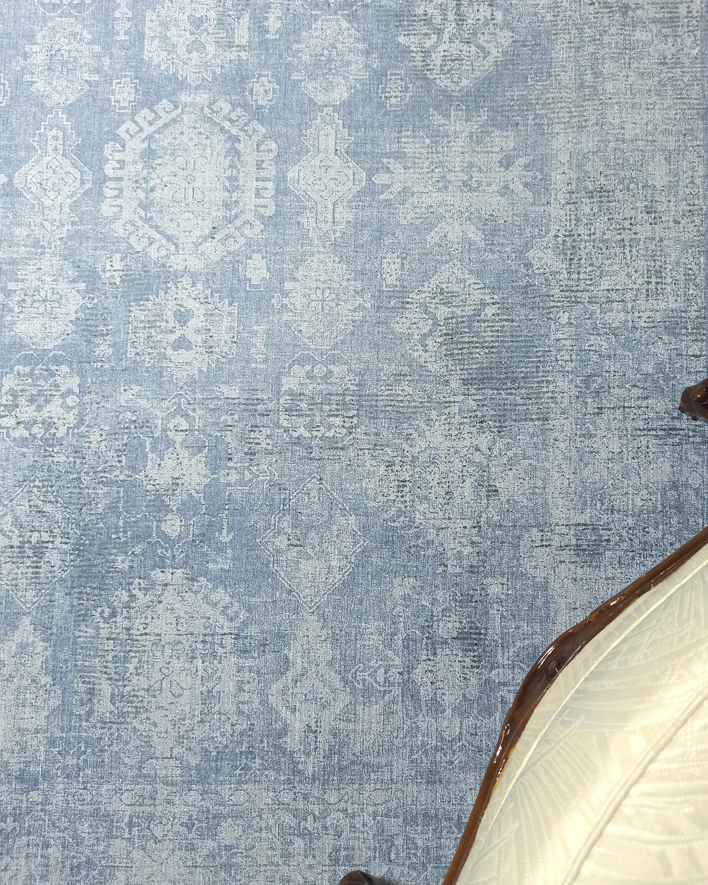 Turkish Gray Light Blue Vintage look Rug