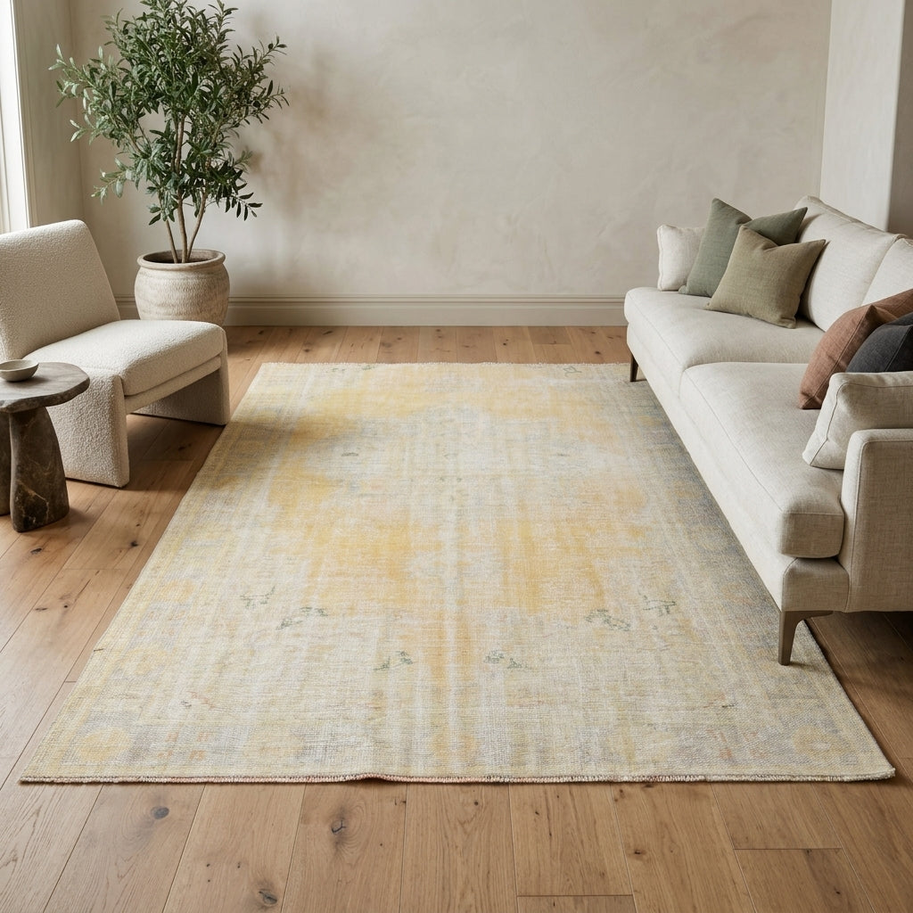 Oriental pattern on the Iriphone antique washed vintage area rug – handmade in Anatolia, Turkey