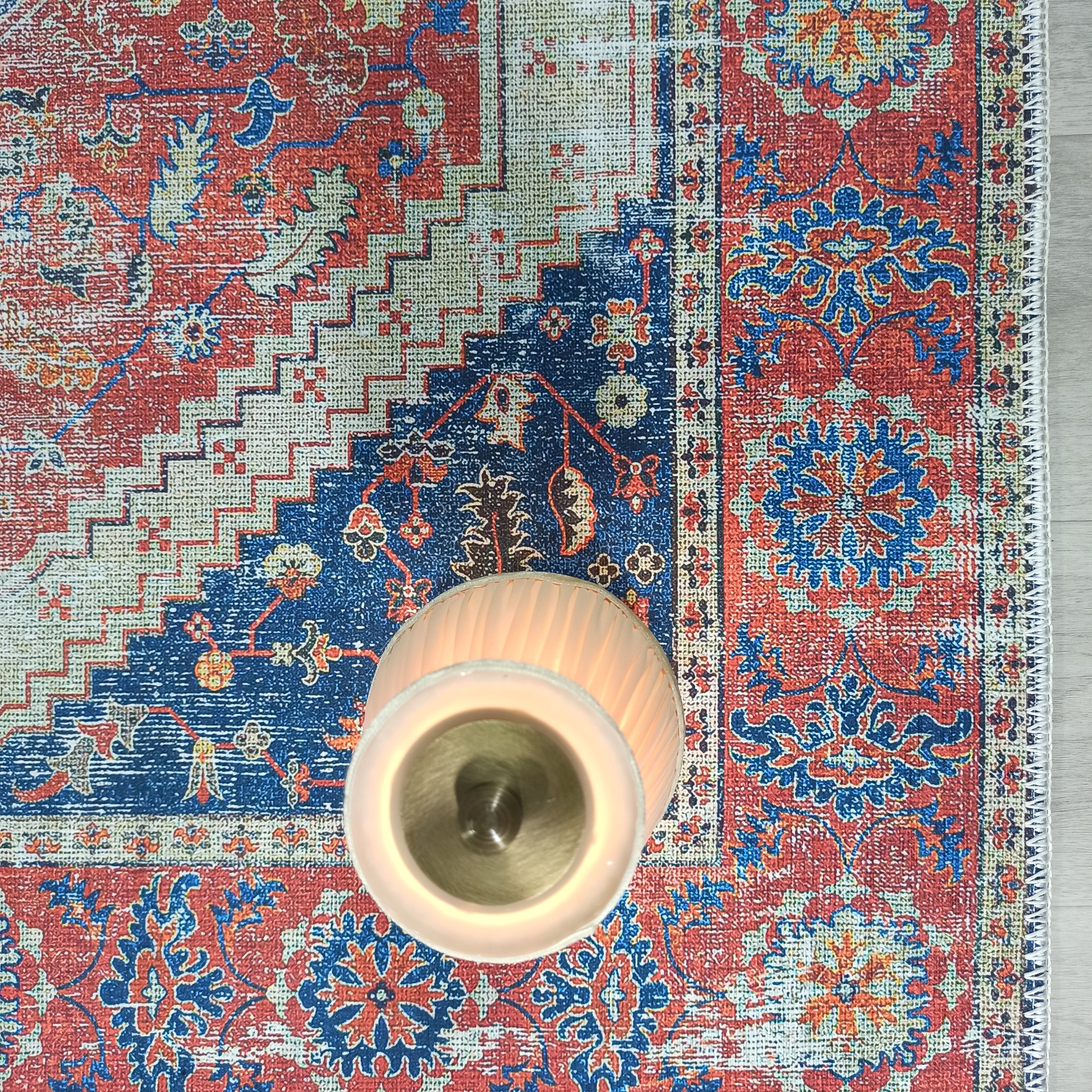 Turkish Vintage Distressed Looks Red Blue Rug