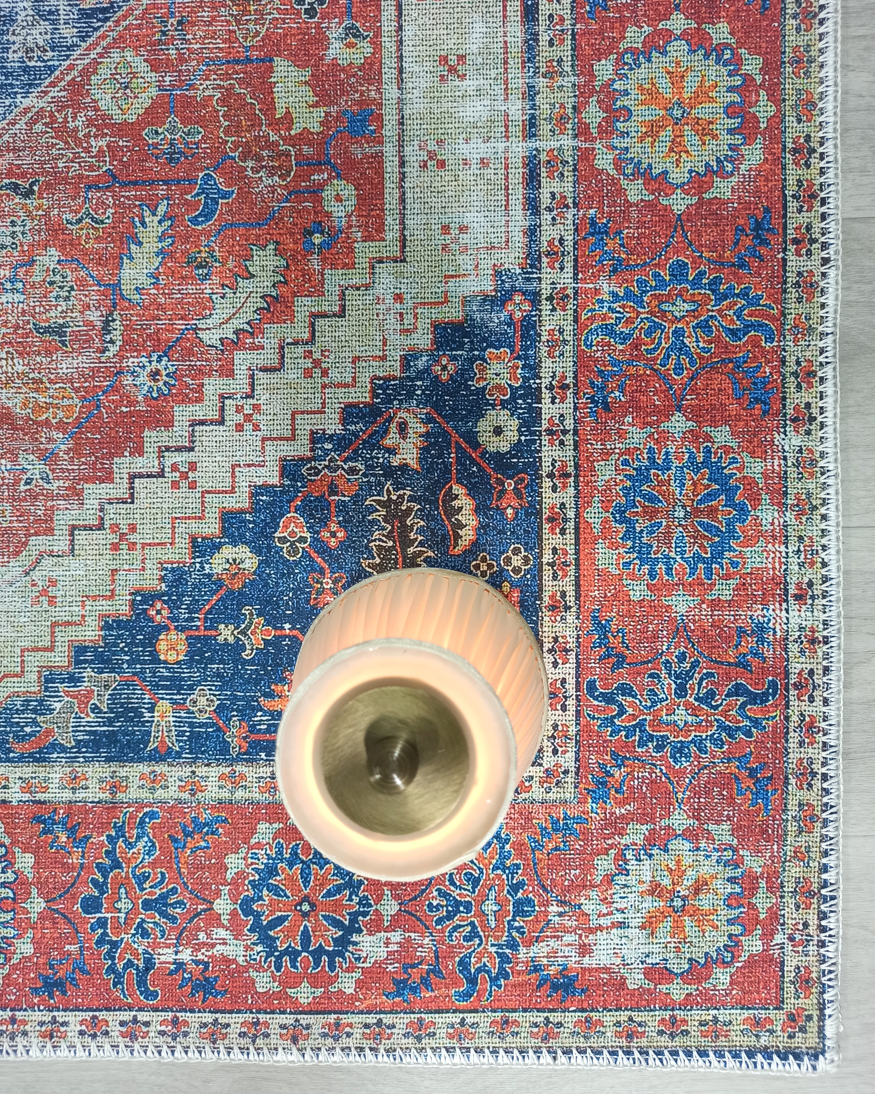 Turkish Vintage Distressed Looks Red Blue Rug