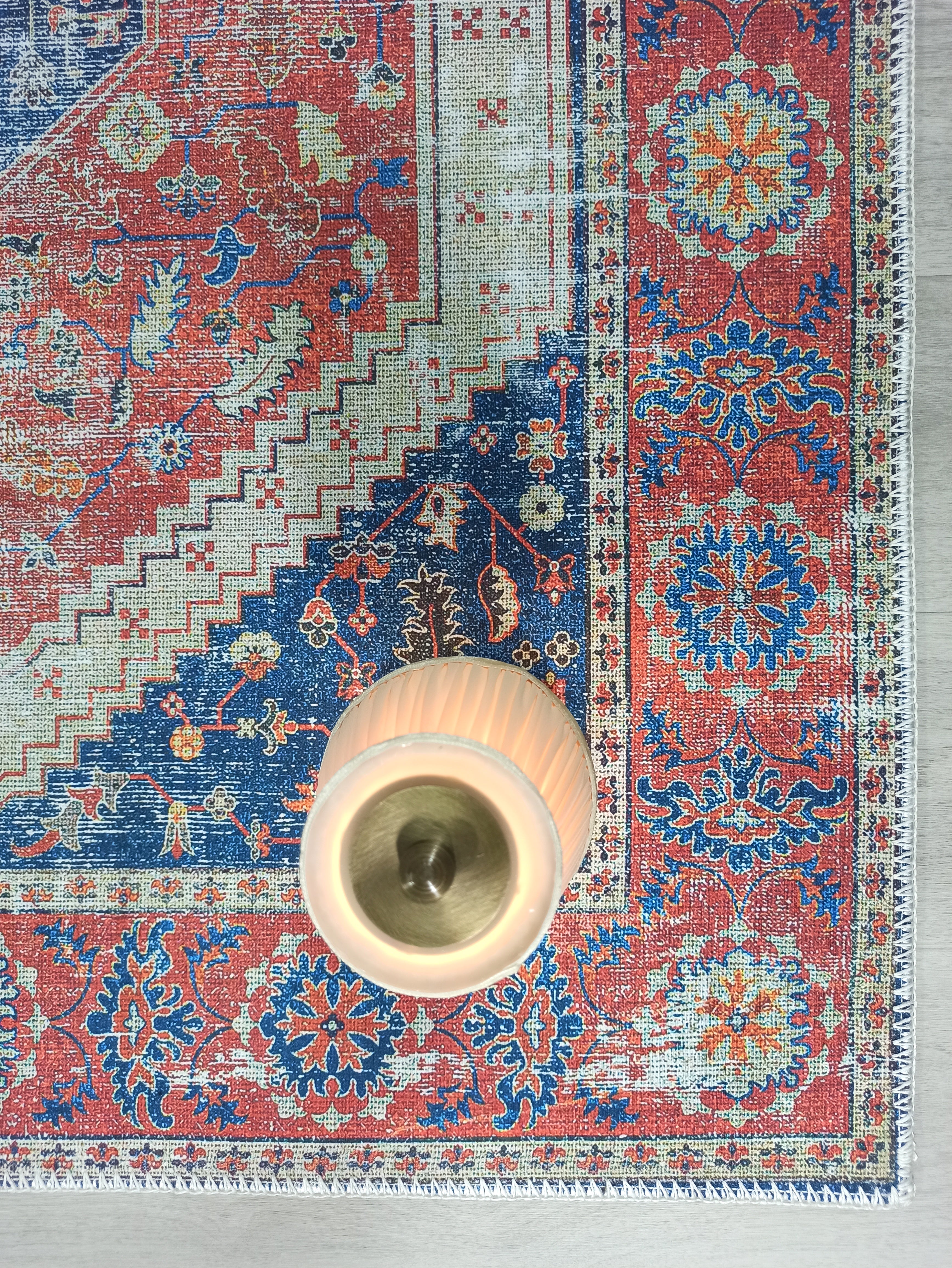 Turkish Vintage Distressed Looks Red Blue Rug