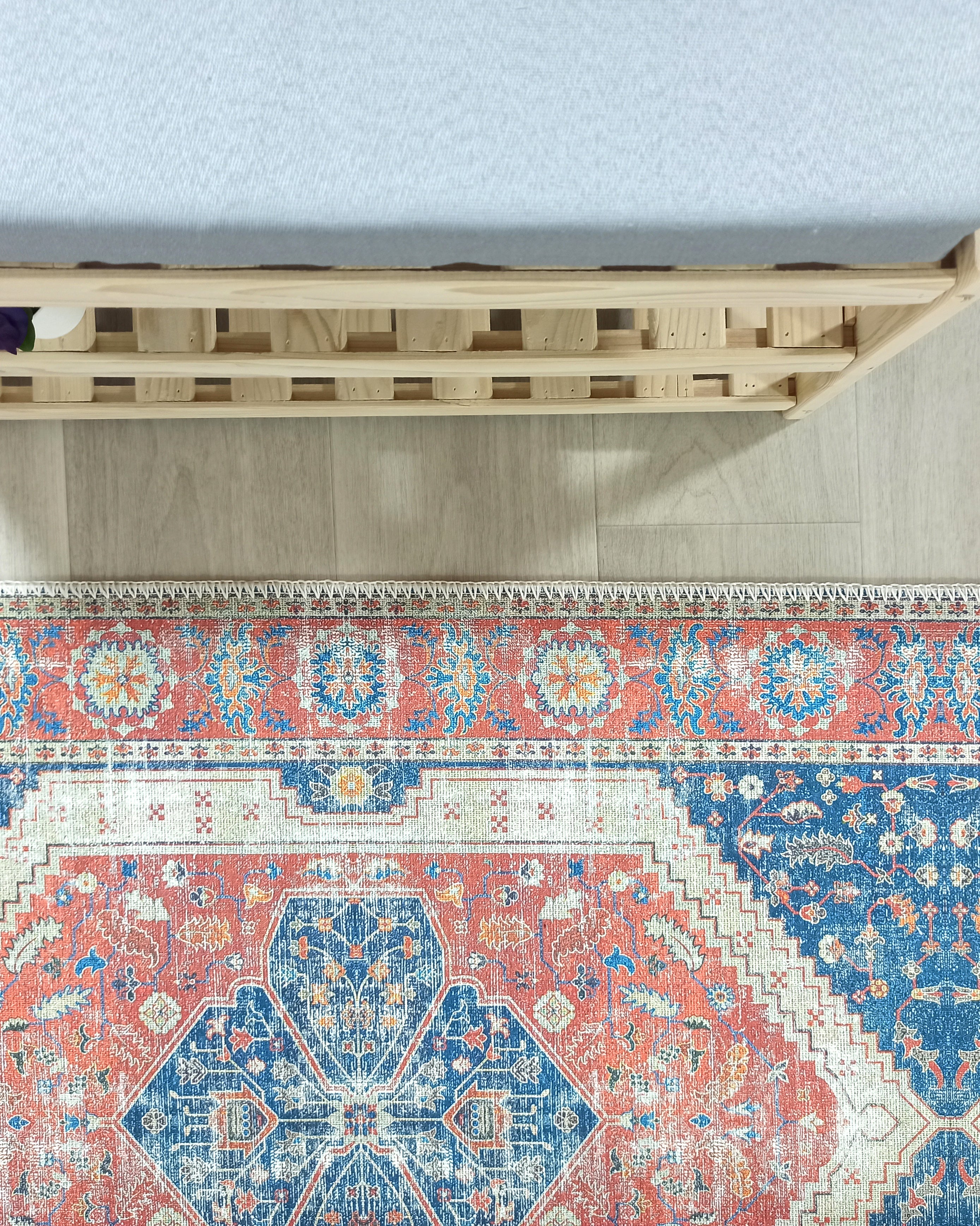 Turkish Vintage Distressed Looks Red Blue Rug