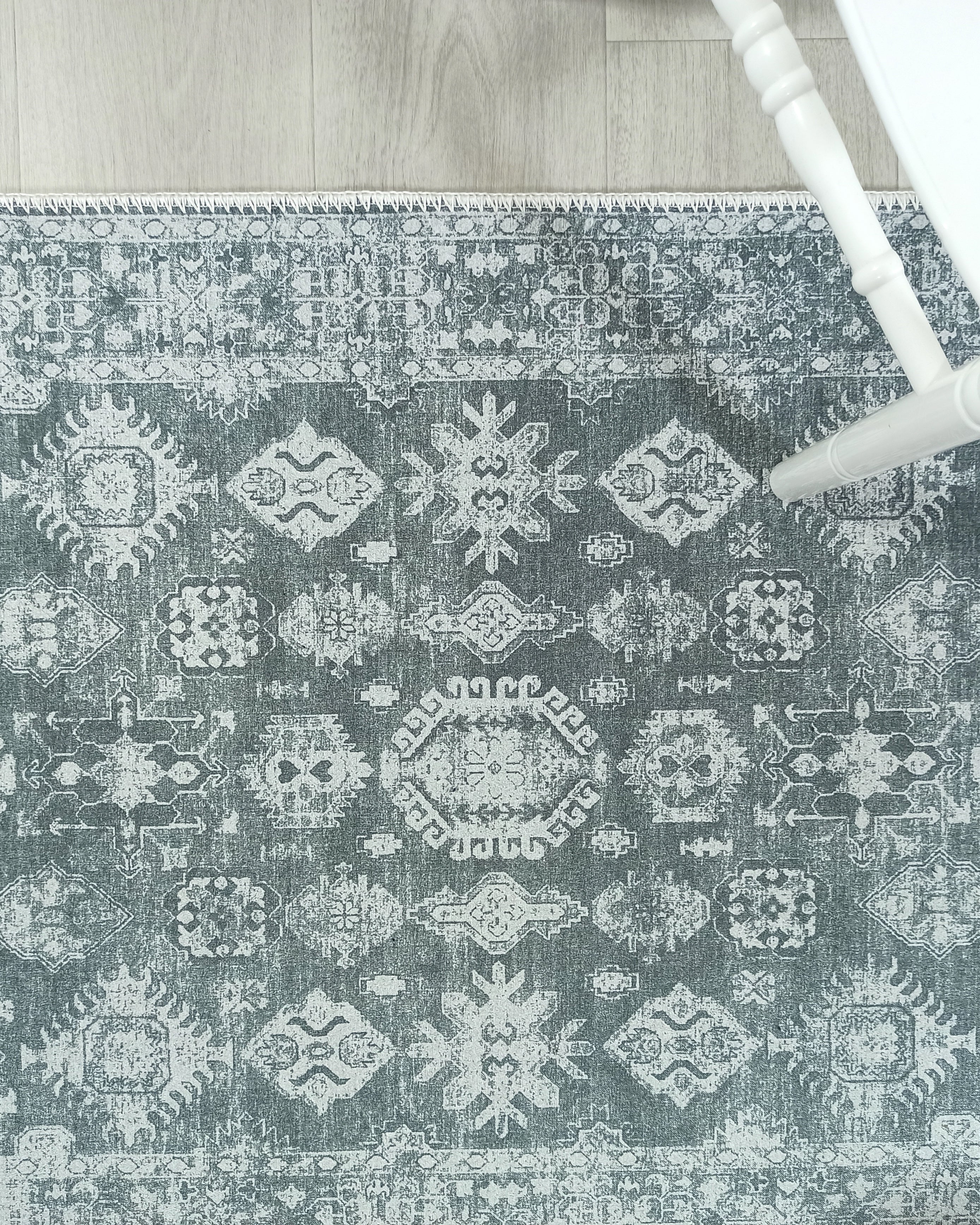 Turkish Vintage Distressed Gray Rug