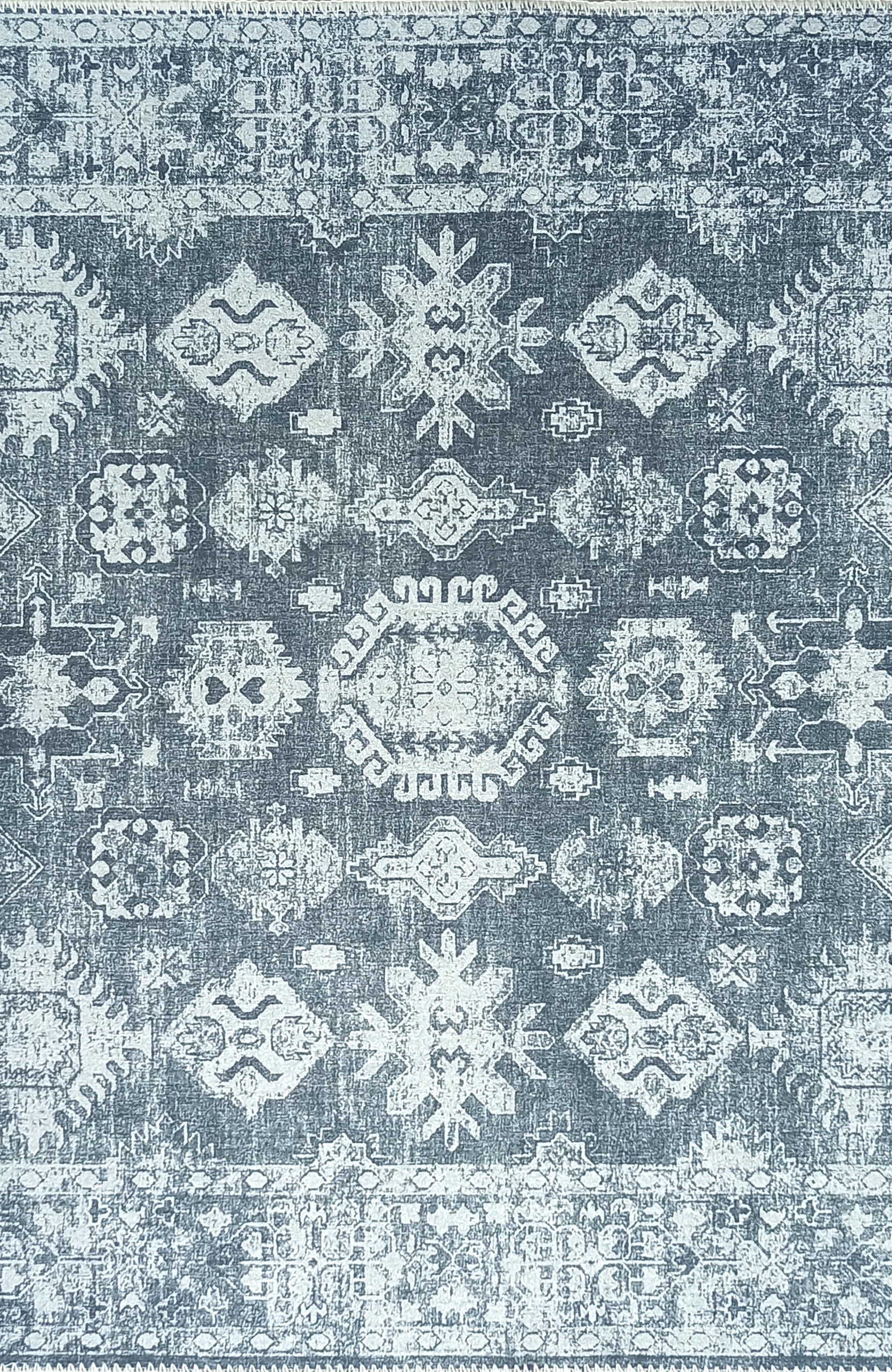 Turkish Vintage Distressed Gray Rug