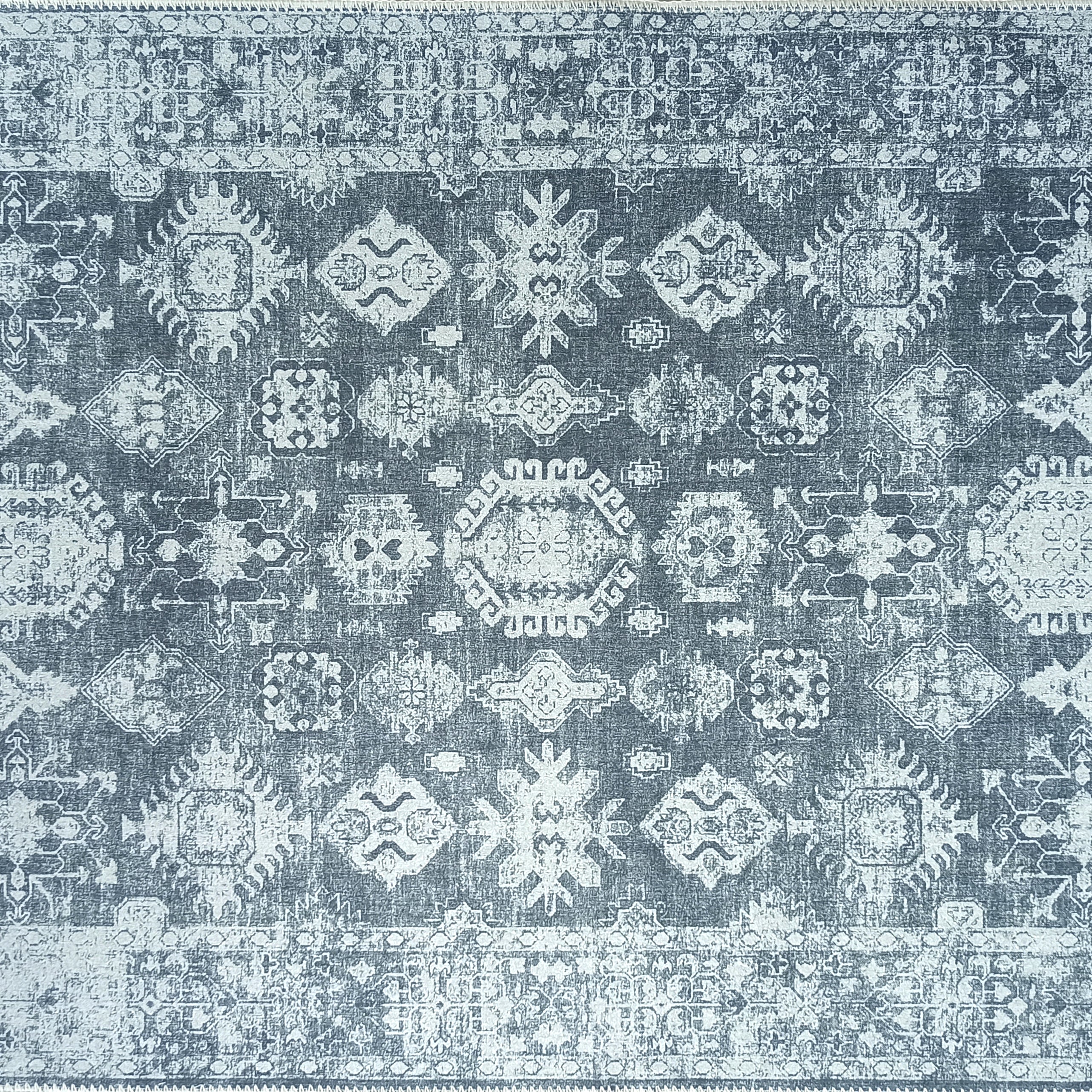 Turkish Vintage Distressed Gray Rug
